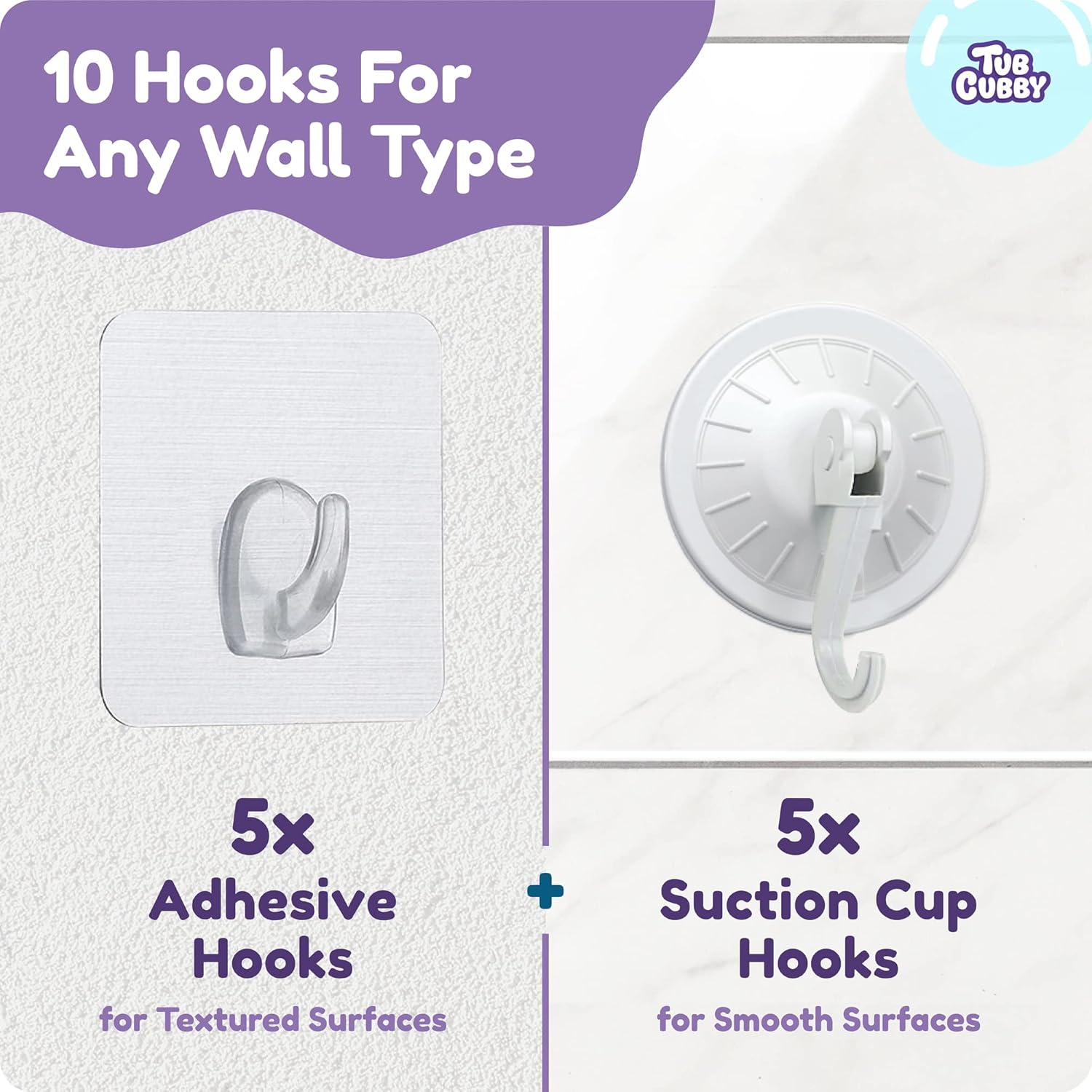 Tub Cubby Original Bath Toy Storage - Hanging Bath Toy Holder, with Suction & Adhesive Hooks, 30"X23" Mesh Net Shower Caddy for Kids Bathroom Decor, Bedroom Toy Organizer (Large image number 1