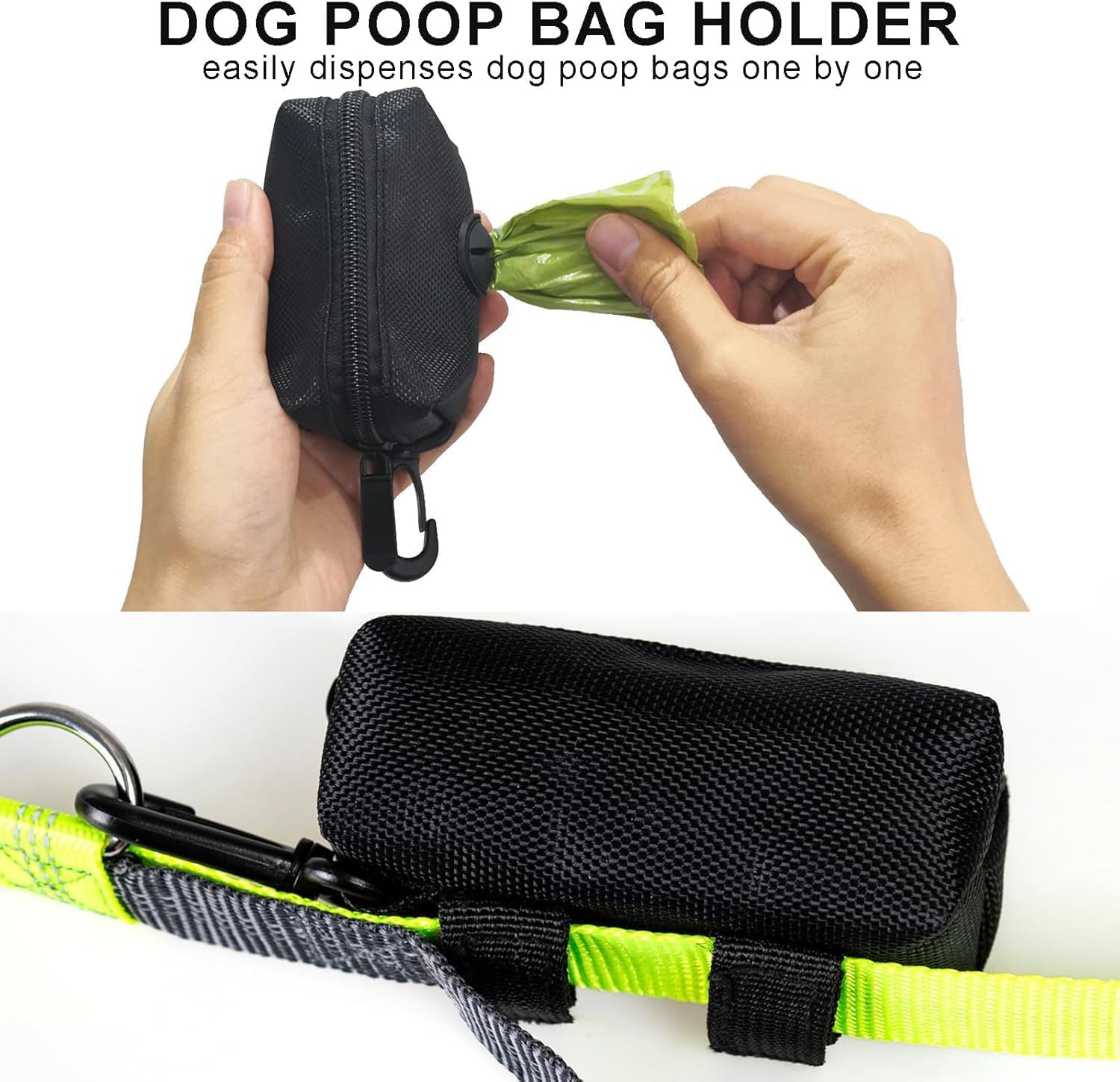 CUBETA Poo Bag Holder for Dogs, Poop Bag Holder for Dog Leash, Soft Fabric Zipper Fits Any Leash - Poop Bag Dispenser with 2 Rolls of Poo Bags image number 6