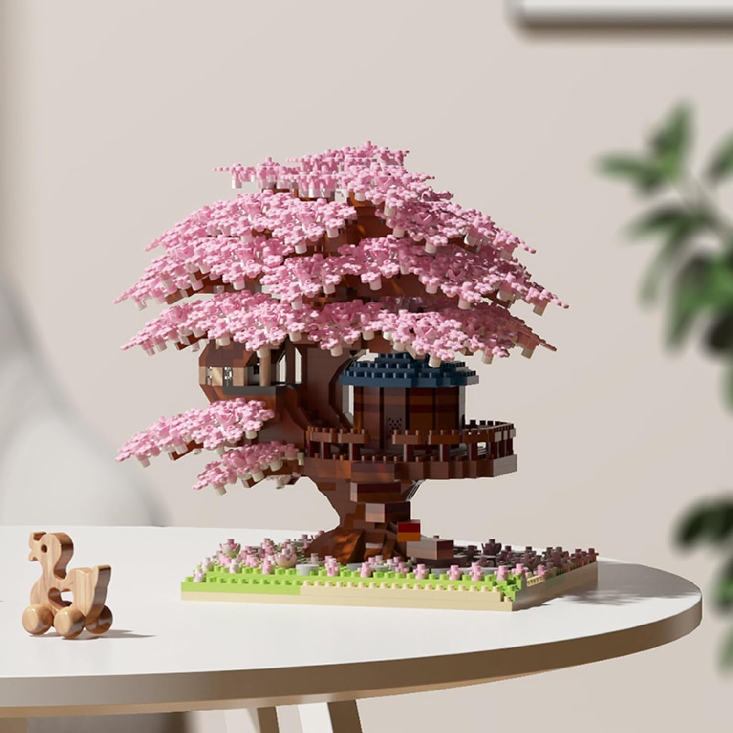 Pink Cherry Blossom Tree House Micro Blocks Model, Building Blocks Set with LED, Bricks Architecture Kit, Cherry Blossom Tree Building Set for Adults and 14+Kids(2151 Pieces) image number 6