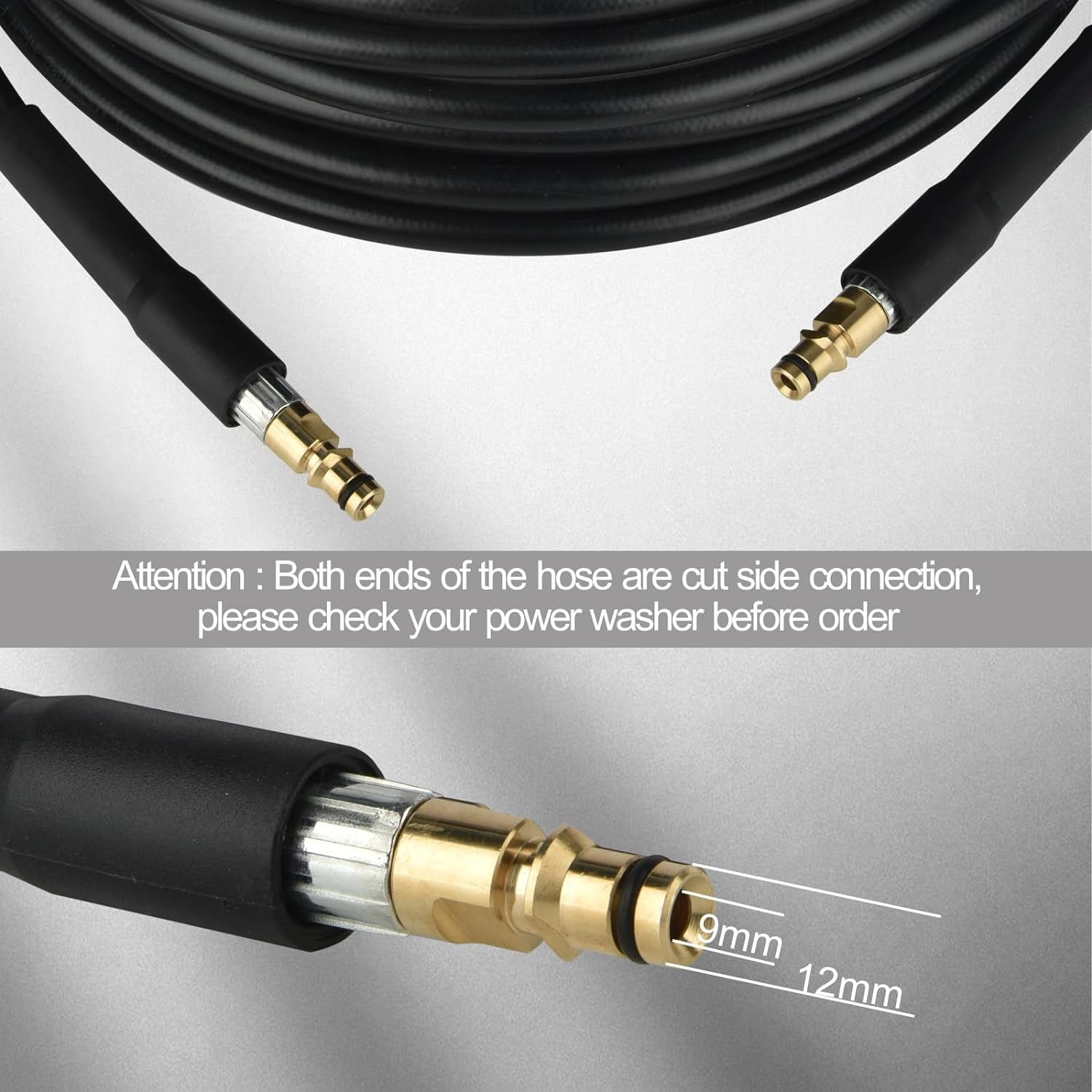 Pressure Washer Hose for Karcher, 10 M Pipe Cleaning Set Suitable for K2, K3, K4, K5, K6, K7 Including 180 Bar Pressure Washer Replacement Hose with Click Quick Connect Plug System (10 M) image number 6