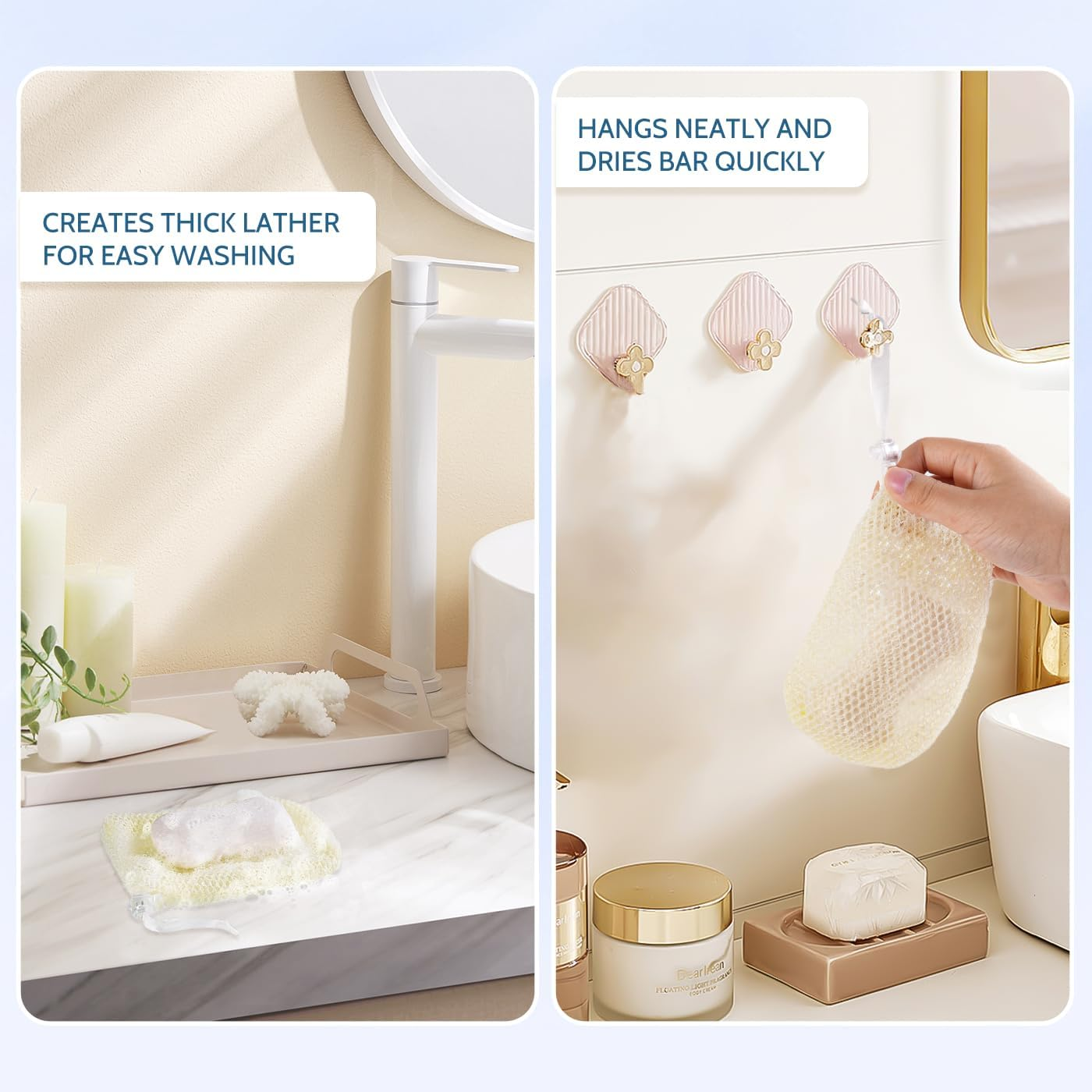 Tashow 6 Pack Mesh Soap Bags for Soap Bars, Hangable Bar Soap Pouch, Soap Pouch for Shower with Drawstring Closure, Colorful Soap Saver Bag for Body Wash, 3.9 * 6 In