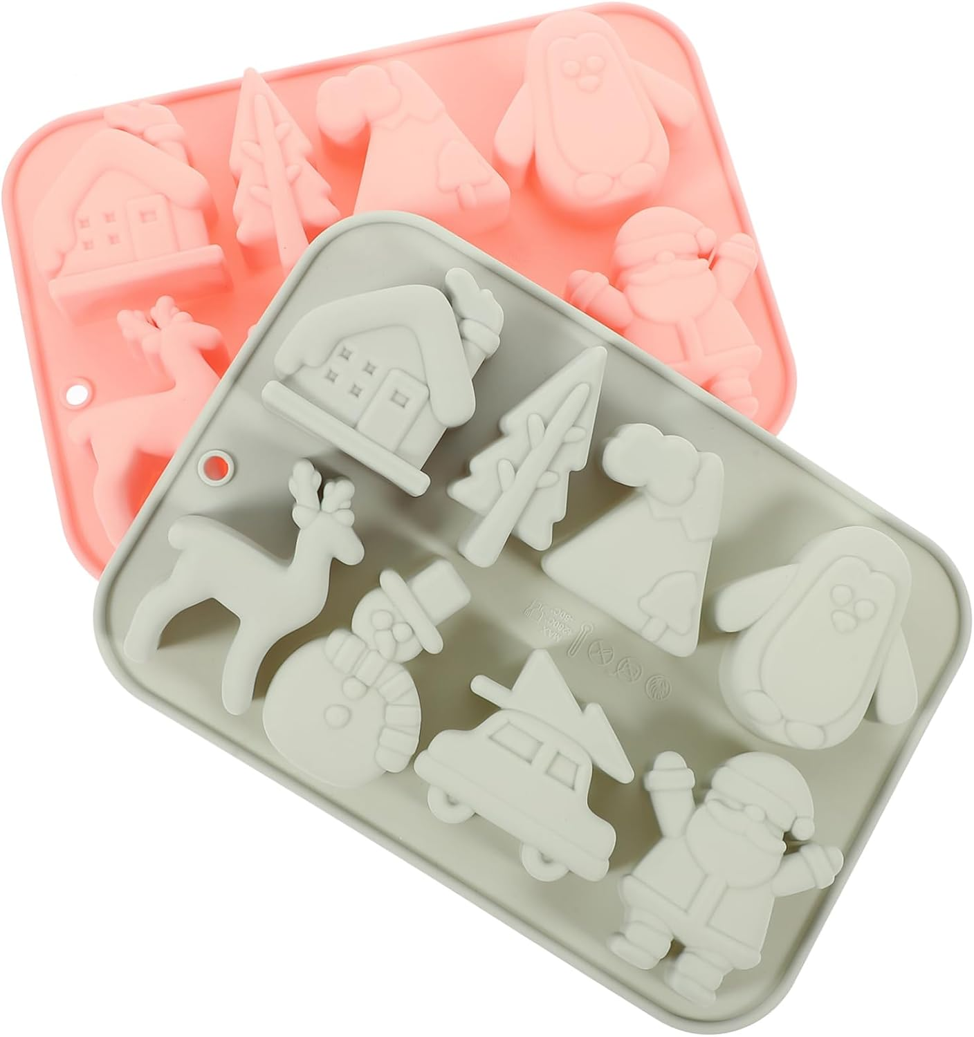 2Pcs DIY Christmas Theme Silicone Baking Molds Xmas Cookie Molds for Candy image number 3