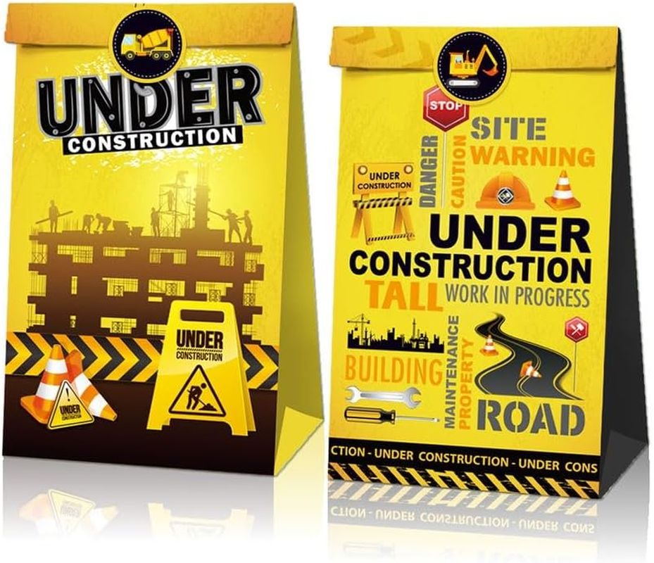 12X Construction Digger Excavator Vehicles Party Supplies Favour Box Birthday Party Decoration Treat Box Gift Box Gable Box Gift Bag Themed Favours Bag image number 3