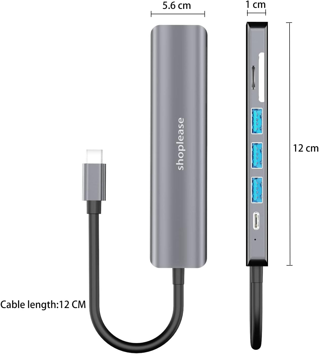 USB C Hub with 100W PD Port, 7-In-1 Type C Hub with 4K HDMI Adapter, 1 USB 3.0 Port & 2 USB 2.0 Ports, SD/TF Card Reader, USB C Multiport Docking Station for Macbook Pro, Chromebook, XPS, and Others image number 3