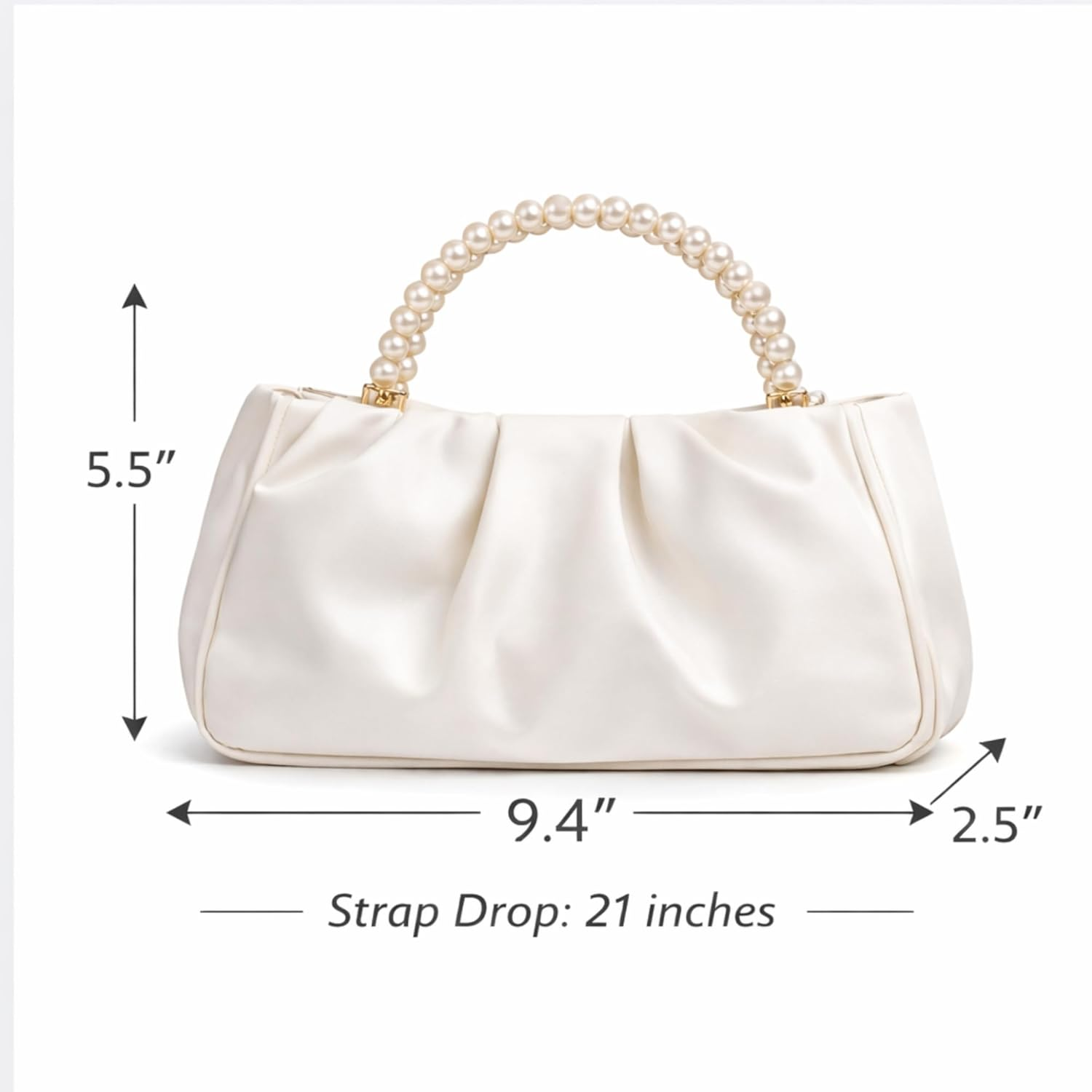 White Pearl Purse Women Soft Leather Evening Clutch Bag Wedding Prom Shoulder Crossbody Bag Small Chic Party Purse&hellip; image number 6