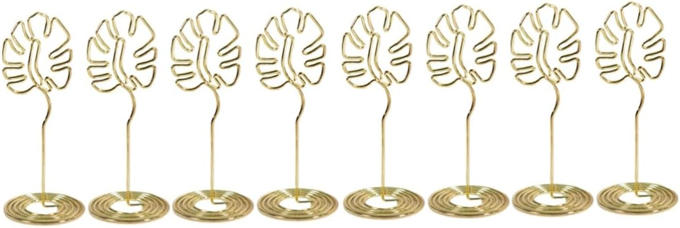 LALAFINA 6 Pcs Palm Leaf Table Decoration Place Holder Stand Picture Stands Photo Holder Clips Hawaiian Table Numbers Place Card Holder Stand Cute Place Holders Banquet Metal Table Card