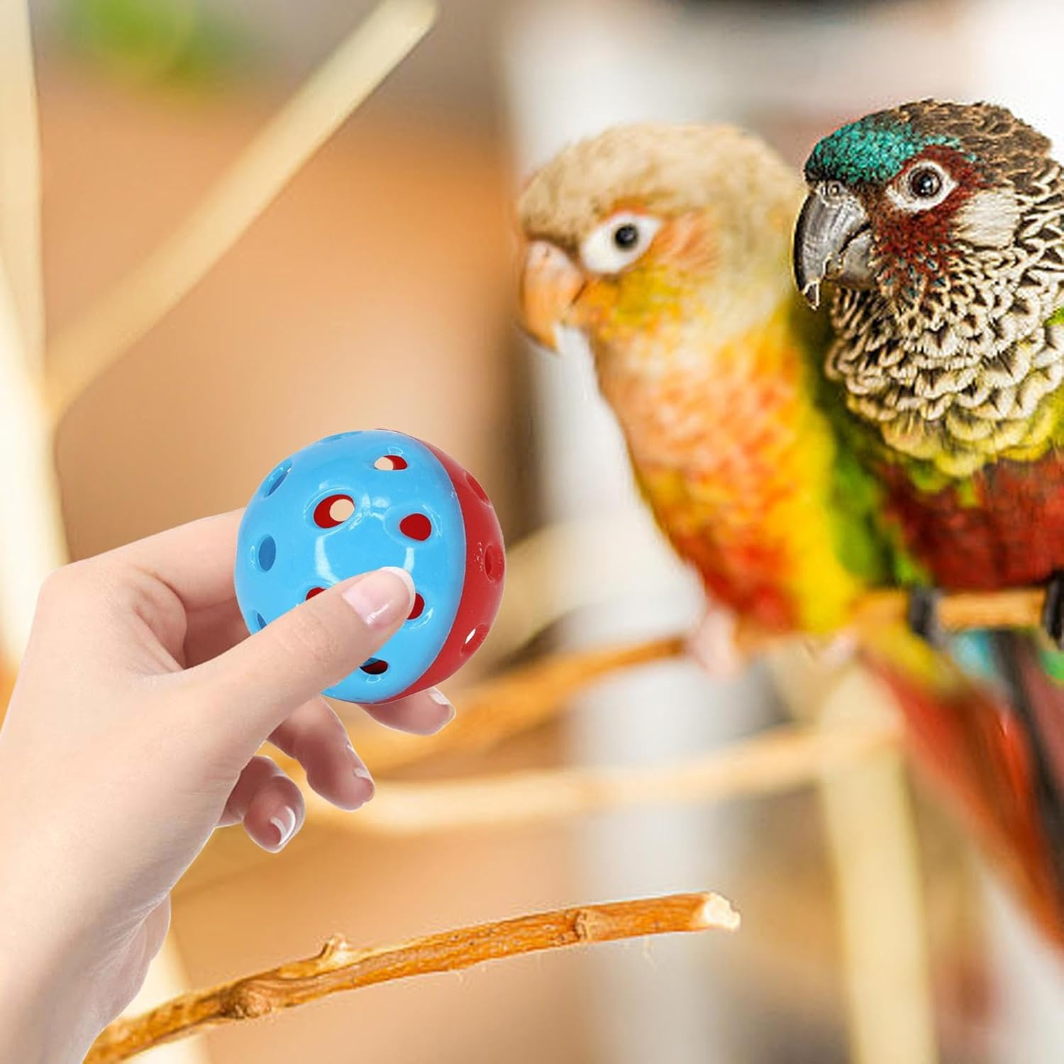 Rrlihjgu Toys for Birds,Bird Training Balls - Bite Resistant Hangable Chewing Ball Toys for Parrots, Budgies, Conures, Parakeets image number 4