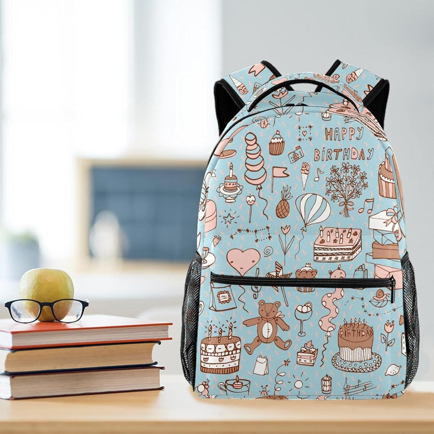 Happy Birthday Pattern Backpack Students Shoulder Bags Travel Bag College School Tote Backpacks