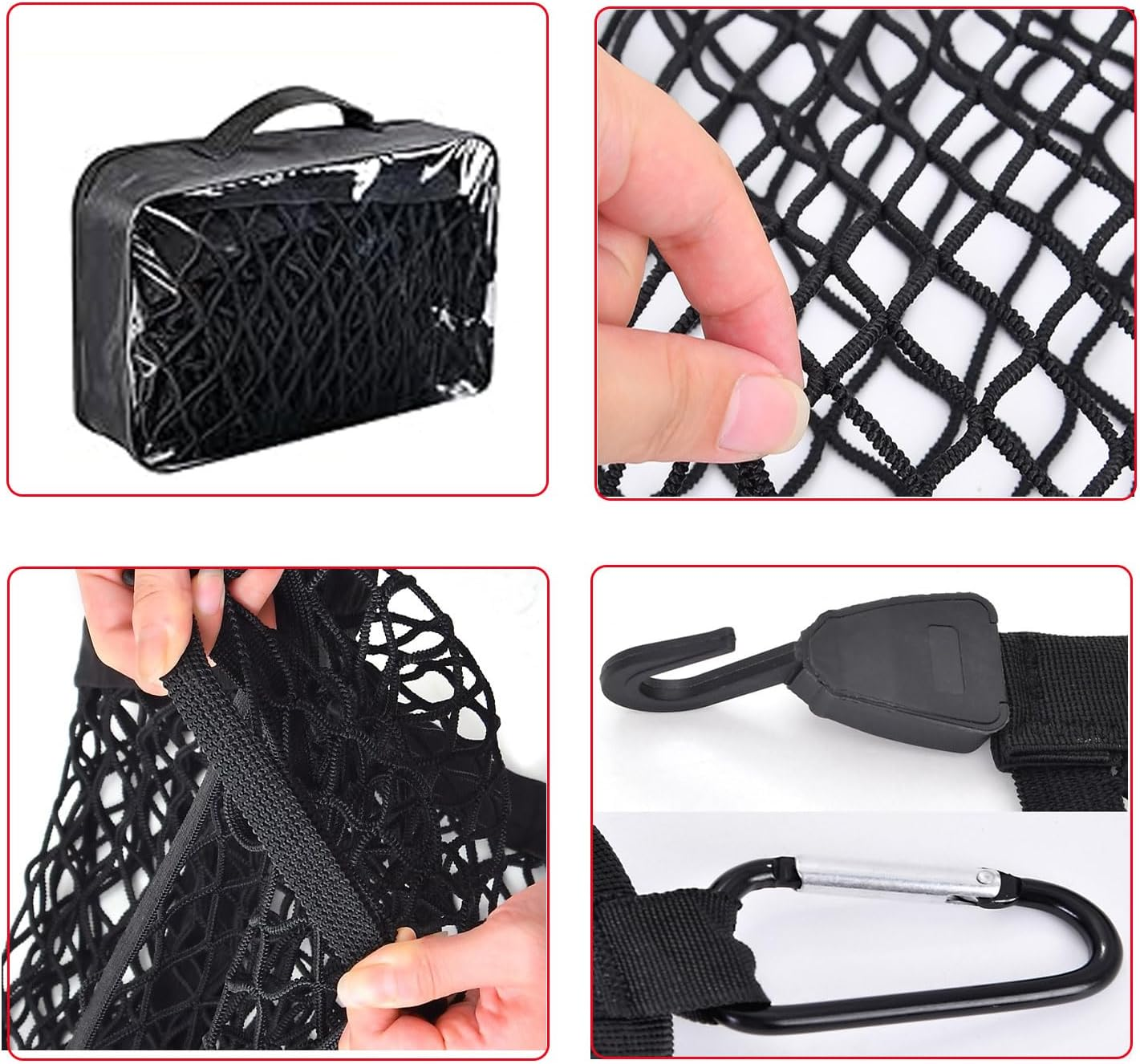 Yqkangzhu Cargo Net for Pickup Truck Bed, Highly Elastic Cargo Net, Truck Bed Cargo Mesh Organizer for Daily Light Loads of SUV ATV UTV Boat, 4'X4' Stretches to 7'X7', with 6 Metal Carabiner and Hook image number 3