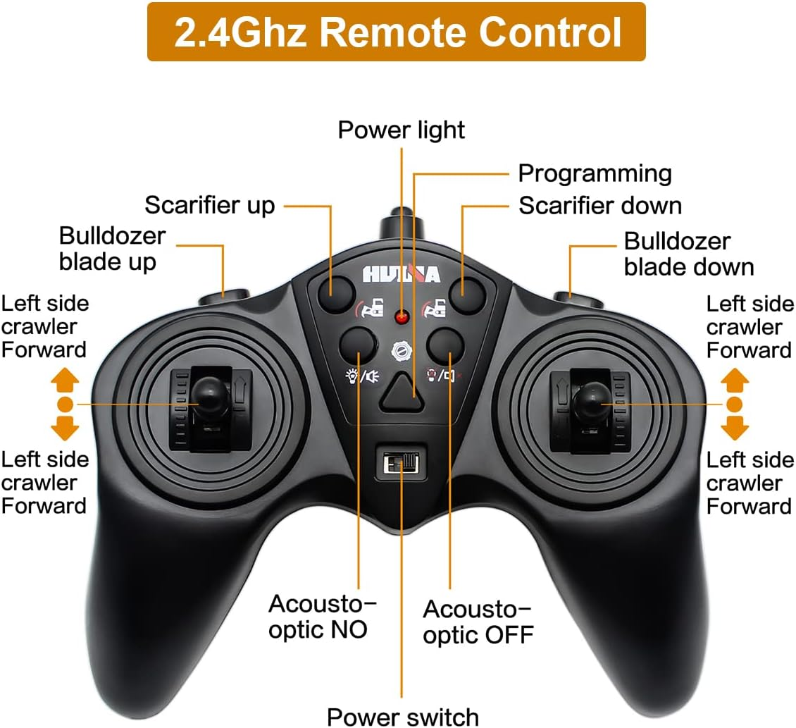 Fisca Remote Control Bulldozer RC 1/16 Full Functional Construction Vehicle, 2.4Ghz 9 Channel Dozer Front Loader Toy with Light and Sound for Kids Age 6, 7, 8, 9, 10 and up Years Old image number 6