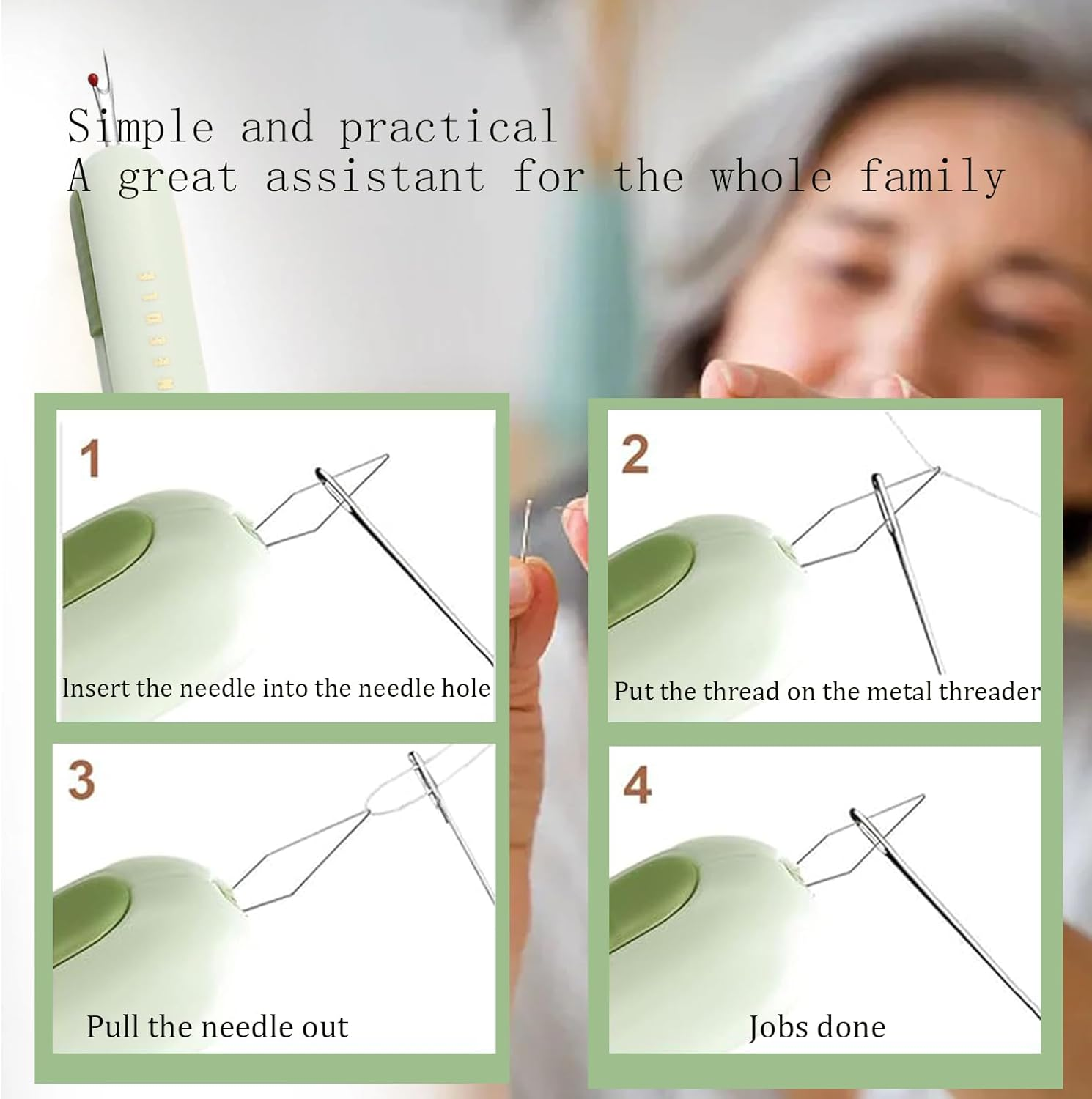 Rookii 2 in 1 Needle Threaders and Seam Ripper.2025 New Quick Plug-In Needle Threaders Seam Rippers for Sewing, Needle Threading and Seam Remover Sewing Seam Ripper Tools Sewing Supplies (Green) image number 4