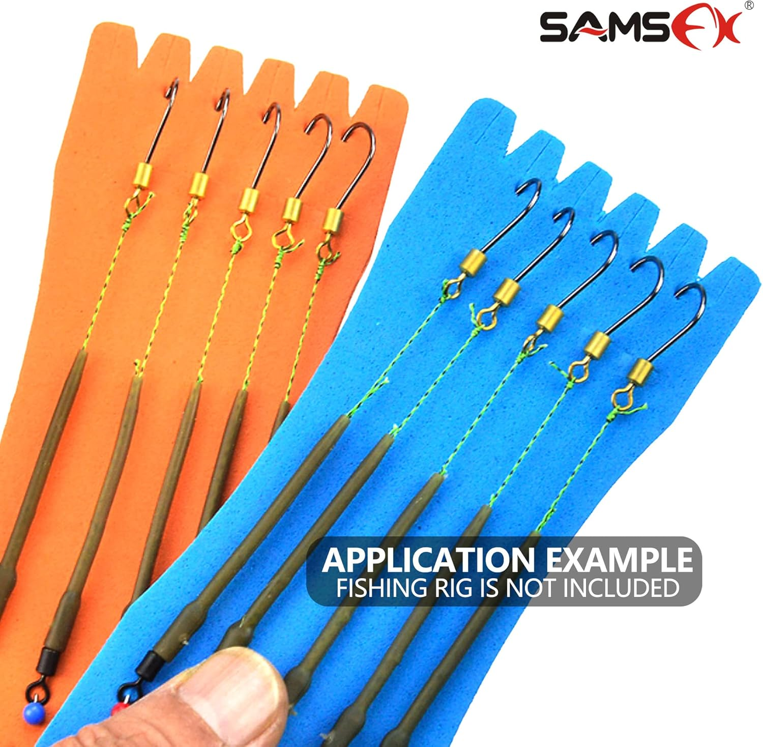 SAMSFX Fishing Leader Line Holder Foam Board Snelled Hook Keeper with Retaining Pins Accessories Pack of 10 image number 2