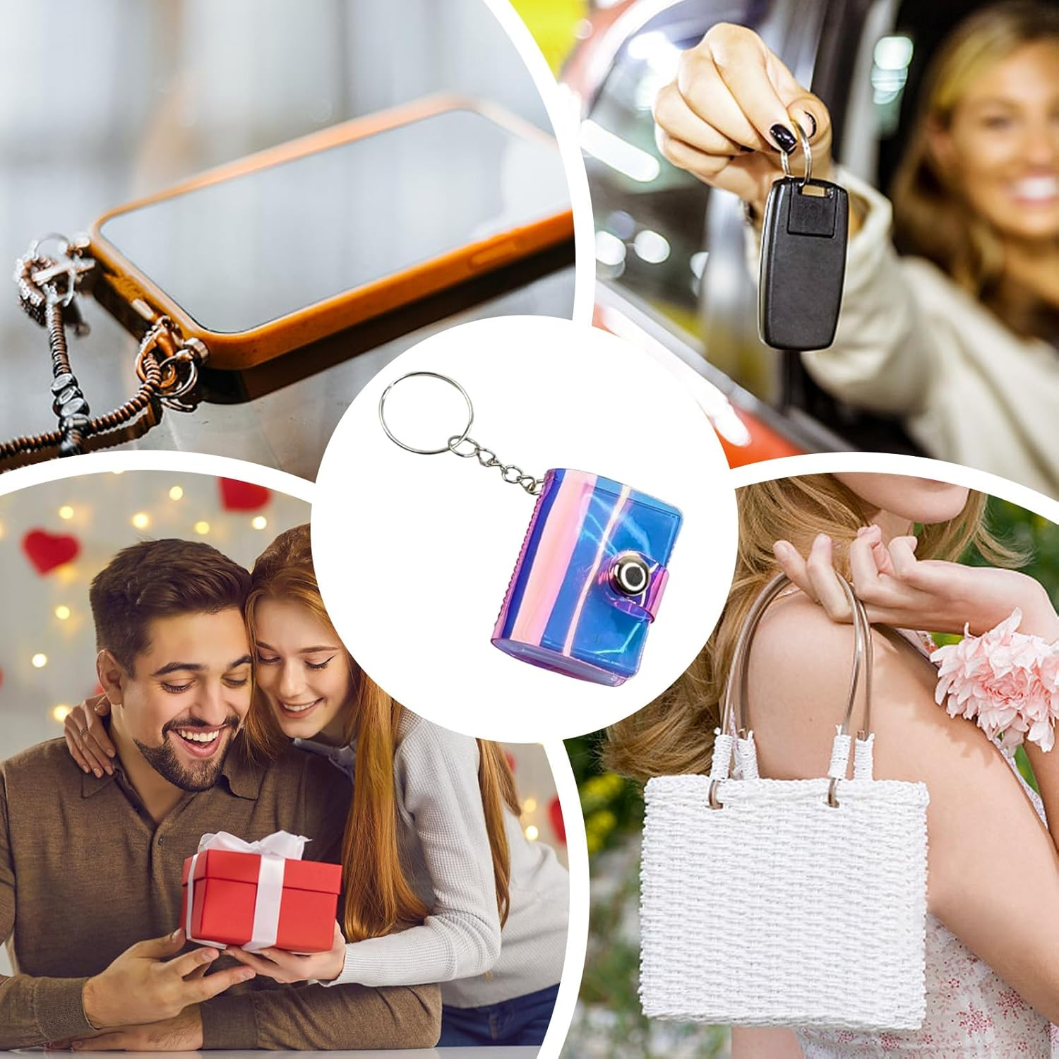 Generico Photo Album Keyring - Keyring with Cut-Out Collection, Photo Archive with Pendant | for Wedding, Friendship, Graduation, St, Holidays, and Christmas - Red image number 5