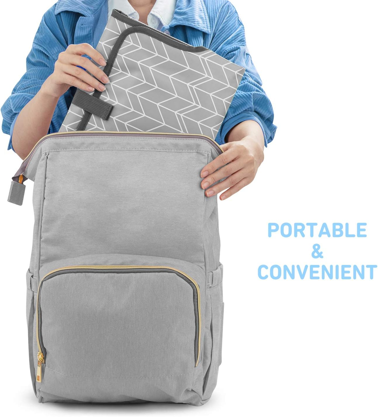 Portable Changing Pad for Baby, Waterproof Travel Changing Pads for Moms, Dads, with Built-In Pillow, Excellent Baby Shower, Registry Gifts image number 2