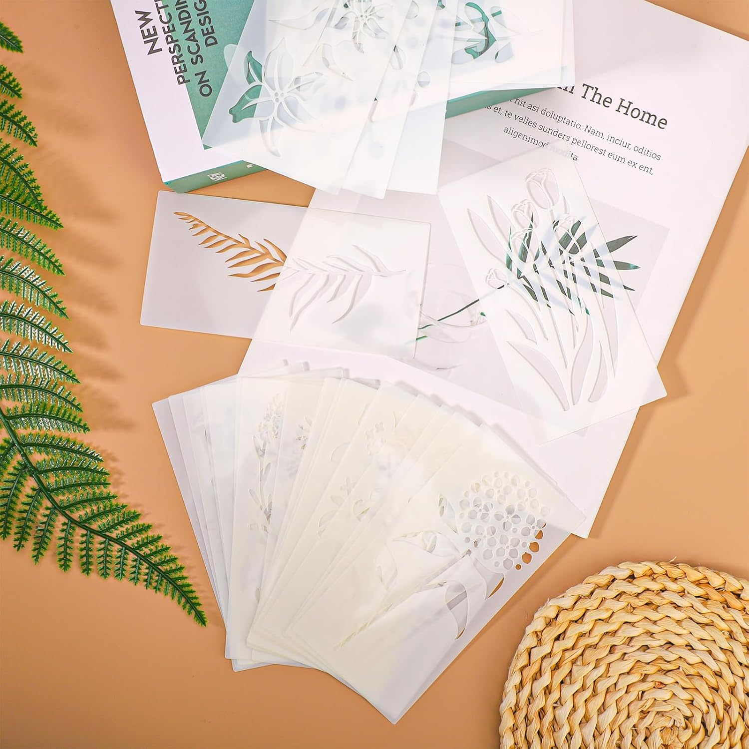 25Pcs Wildflower Stencils for Painting, Flower Leaf Stencils Reusable Botanical Floral Stencils DIY Crafts Plant Drawing Templates for Canvas Wood Wall Art Home Decor image number 3