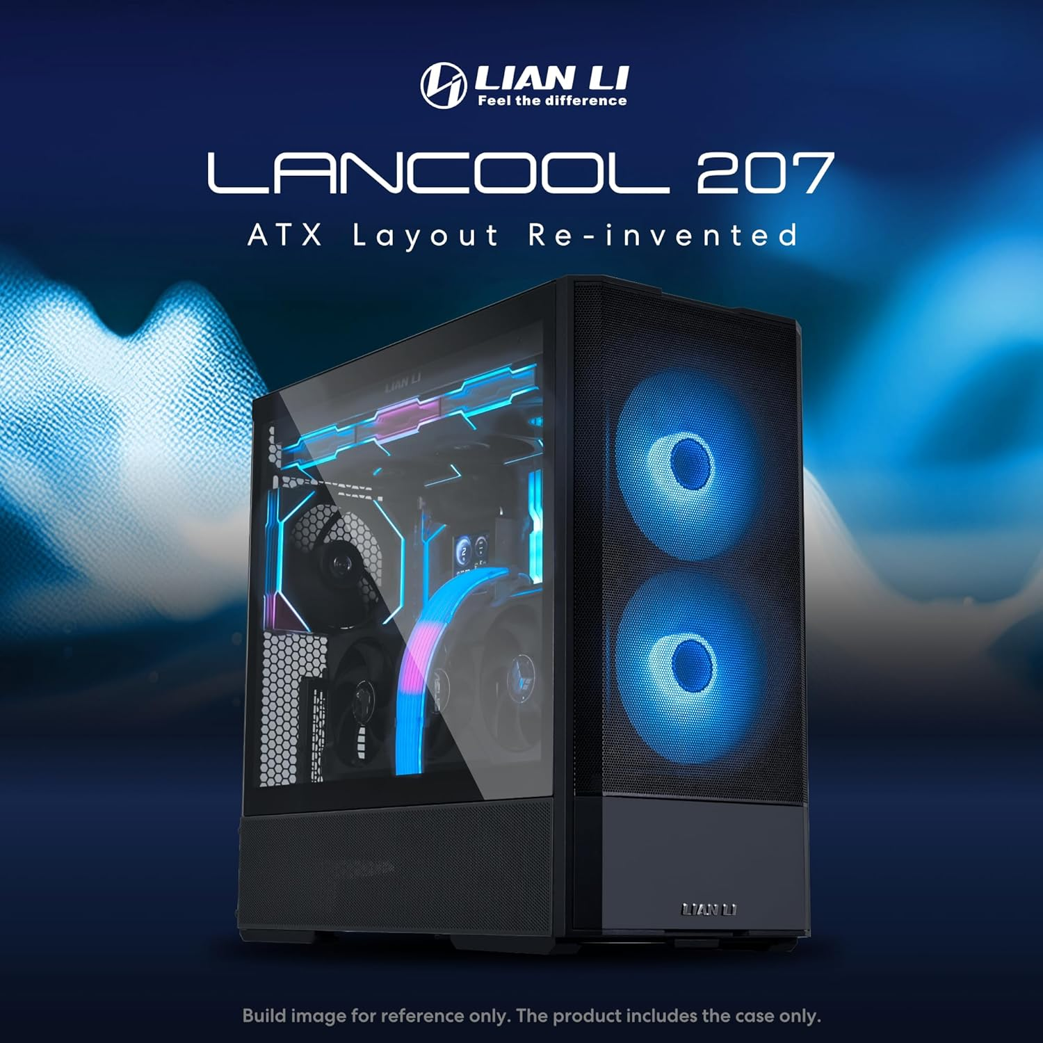 LIAN LI LANCOOL 207 Compact ATX RGB Gaming Computer Case, Airflow Optimized Mesh Panels Tower Chassis W/ 2X140Mm Argb,2X120Mm PWM Fans Pre-Installed, USB Type-C Port, Tempered Glass Side Panel (Black) image number 6