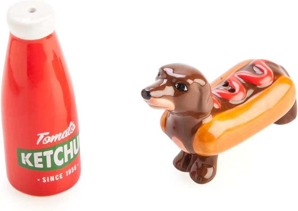 MDI Australia Sausage Dog & Ketchup Salt & Pepper Set Salt & Pepper Shakers, Brown/Red, PP-SP_SDK image number 2