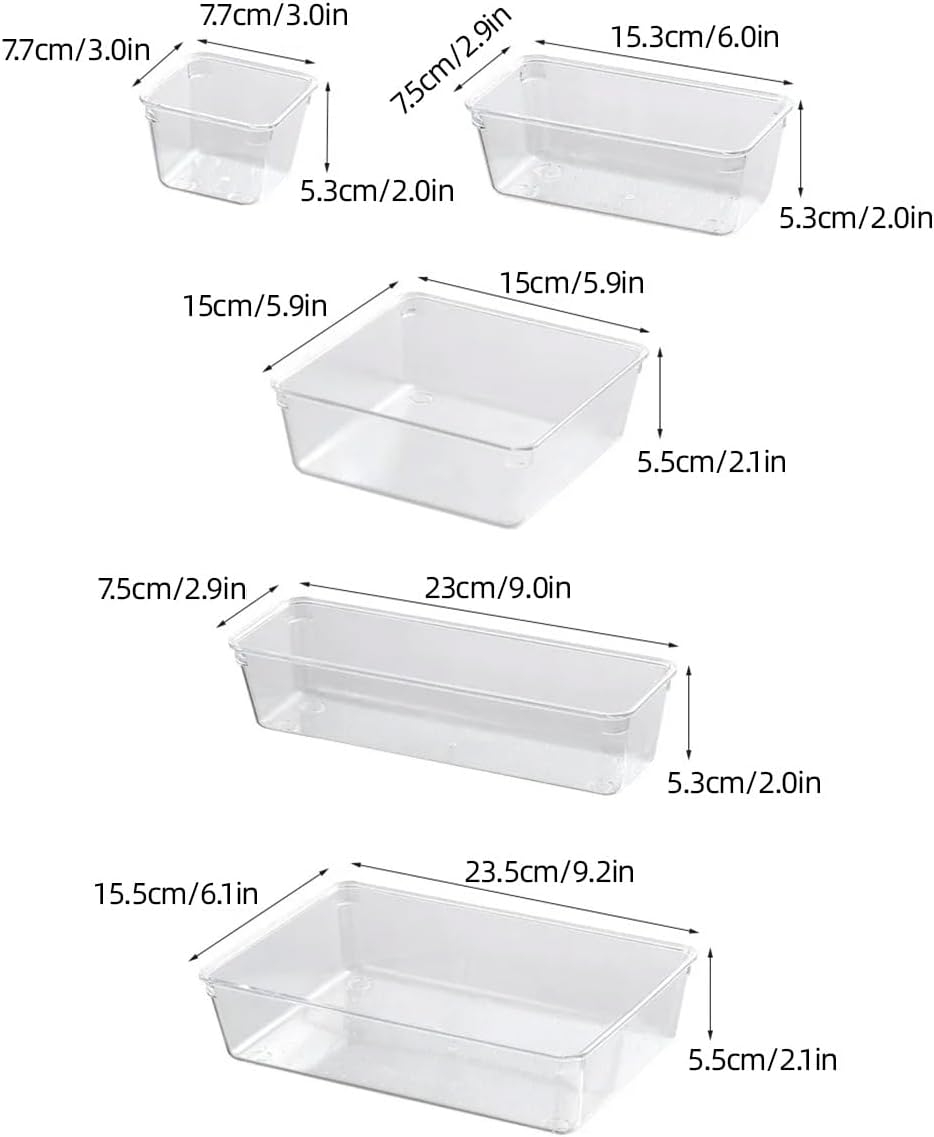 AIMALL Desktop and Drawer Multifunctional Storage Solutions - Clear Plastic Organizers for Cosmetics, Office Supplies and Kitchen Essentials image number 3