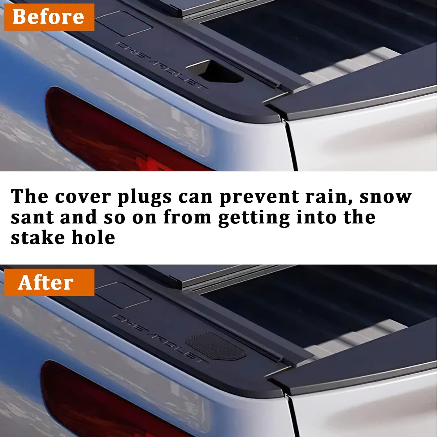 Bed Rail Stake Pocket Covers for GMC Sierra 1500/Chevy Silverado 1500 2019-2022 & Silverado/Sierra 2500/3500 HD 2020 2021 2022 Rear Truck Tonneau Covers Stake Holes Cap Plugs(2 Packs) image number 1