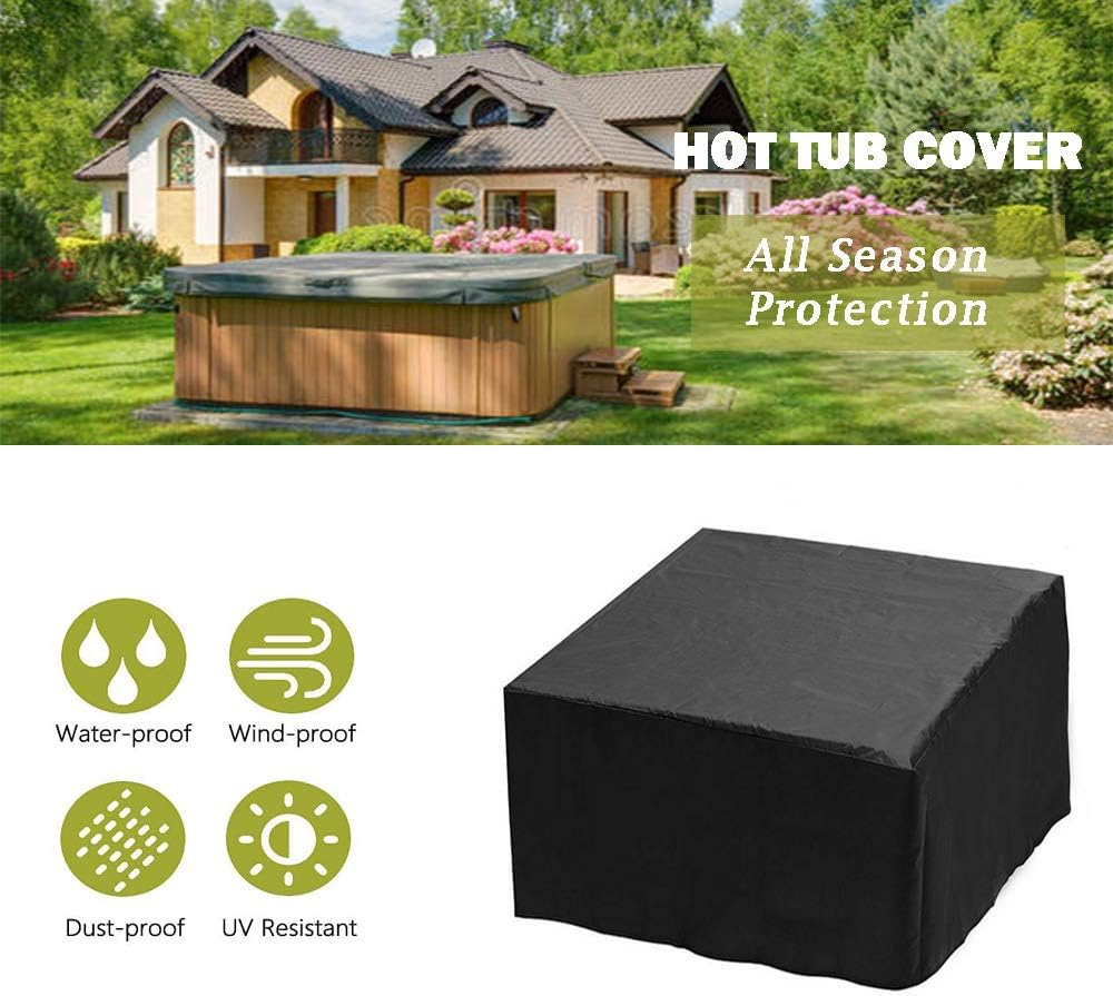 FLR 79&rdquo;L X 79&rdquo;D X 33&rdquo;H Hot Tub Cover Outdoor SPA Covers Swimming Pool Waterproof Dust Proof Cover (Black, 91X91X35 Inch) image number 1