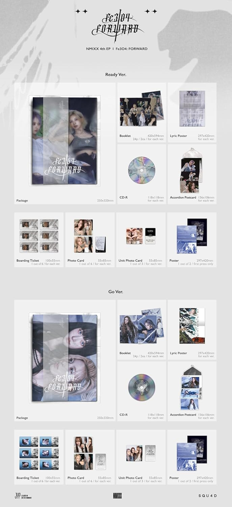 NMIXX Fe3O4 Forward 4Th EP Album Standard Go Version Cd+24P Booklet+1P Lyric Poster on Pack+1Ea Accordion Postcard+1Ea Boarding Ticket+1P Photocard+1P Unit Photocard+Tracking Sealed Fe304 image number 1