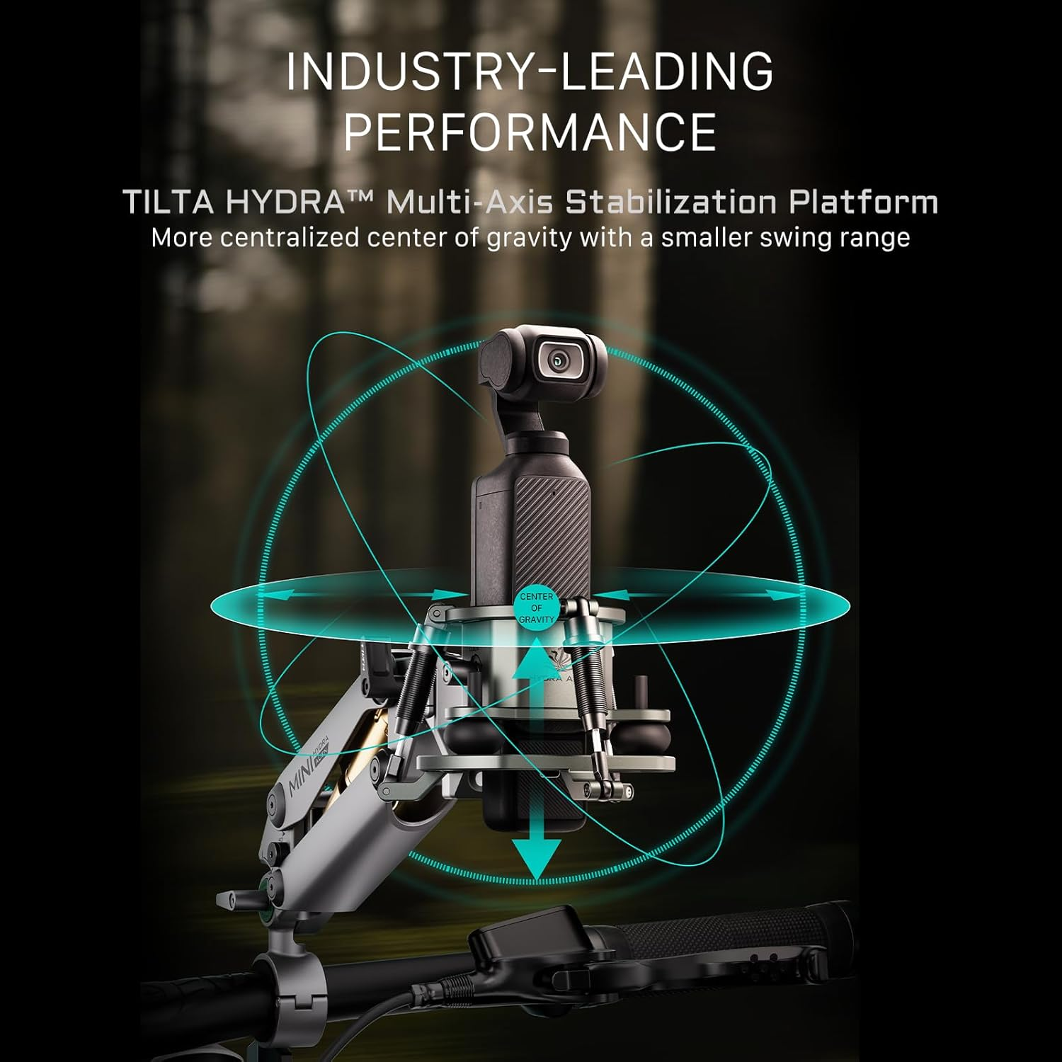 Tilta Hydra Alien Mini Biking Kit, Shock Absorbing Arm with Handlebar Mount, Pocket 3 Shock Absorbing Head - Titanium Grey HDA-T15-D-TG image number 3