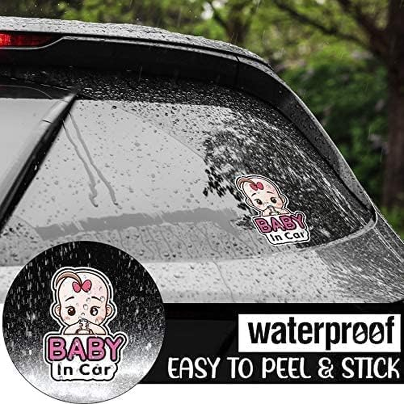 2 Pcs Baby in Car Stickers Sign and Decal for Girl Baby Car Removable Safety Notice on Board Stickers (Girl Style) image number 4