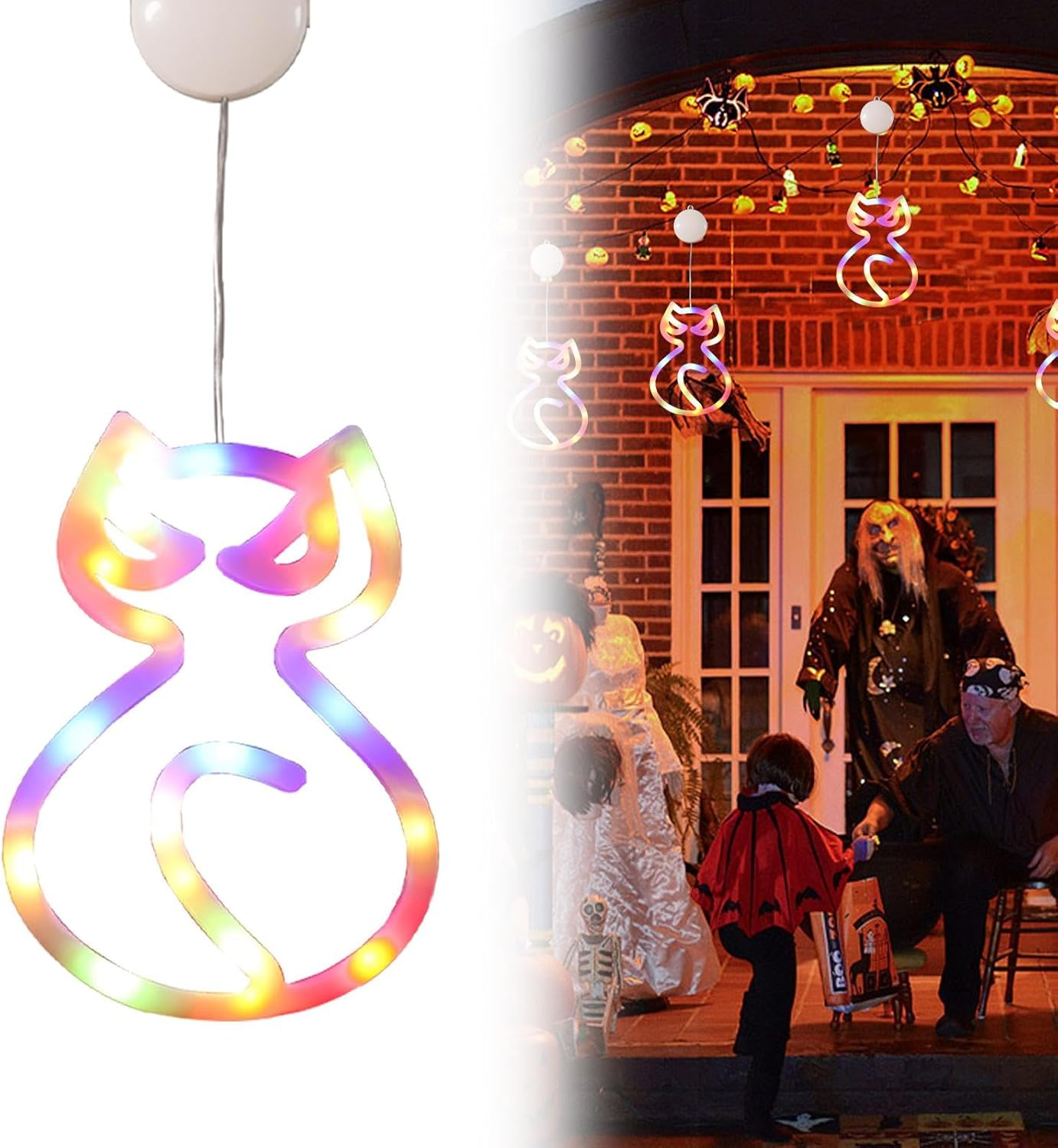 Halloween LED Window Lights - Cute Halloween Decoration Light - Cute Halloween Decoration Light, Halloween Window Silhouette Lights, Colorful Window Light for Halloween image number 2