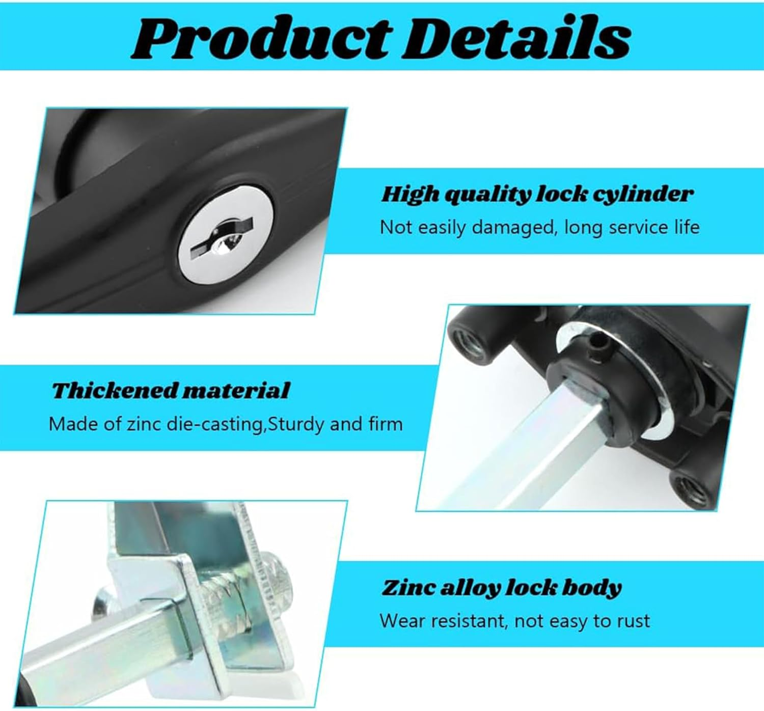 2PCS Keyed-Lock T-Handle Kit for Truck Camper Shell - Black Key-Alike T-Latch Handle,Left & Right Hand Locking Accessories for Most Truck Caps image number 2