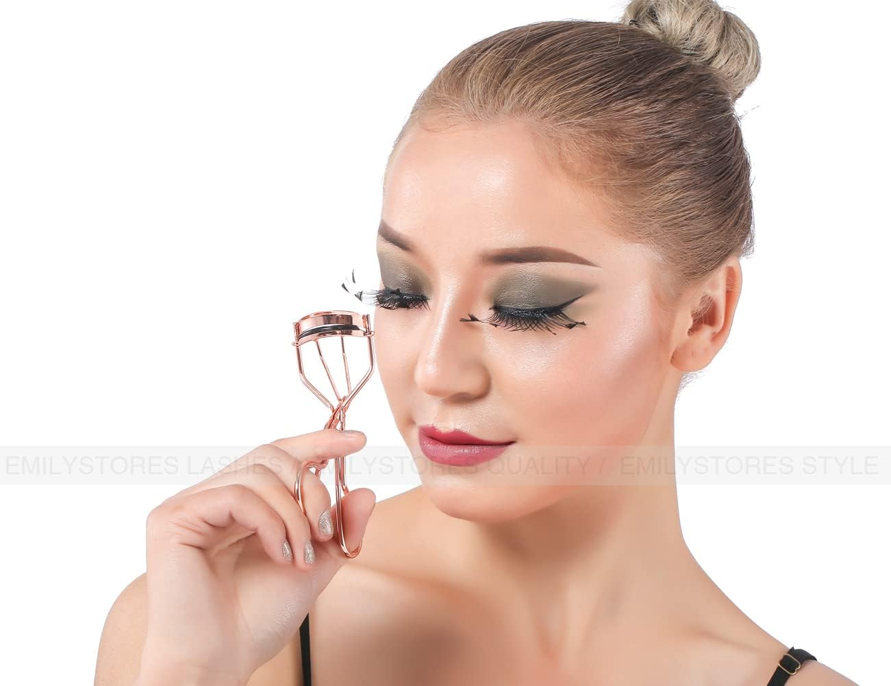 EMILYSTORES Professional Makeup Tool for Eyelashes with 2 Silicone Refill Pads Pinch Pain FREE Metal Eyelash Curler 1PC, Golden Color image number 5