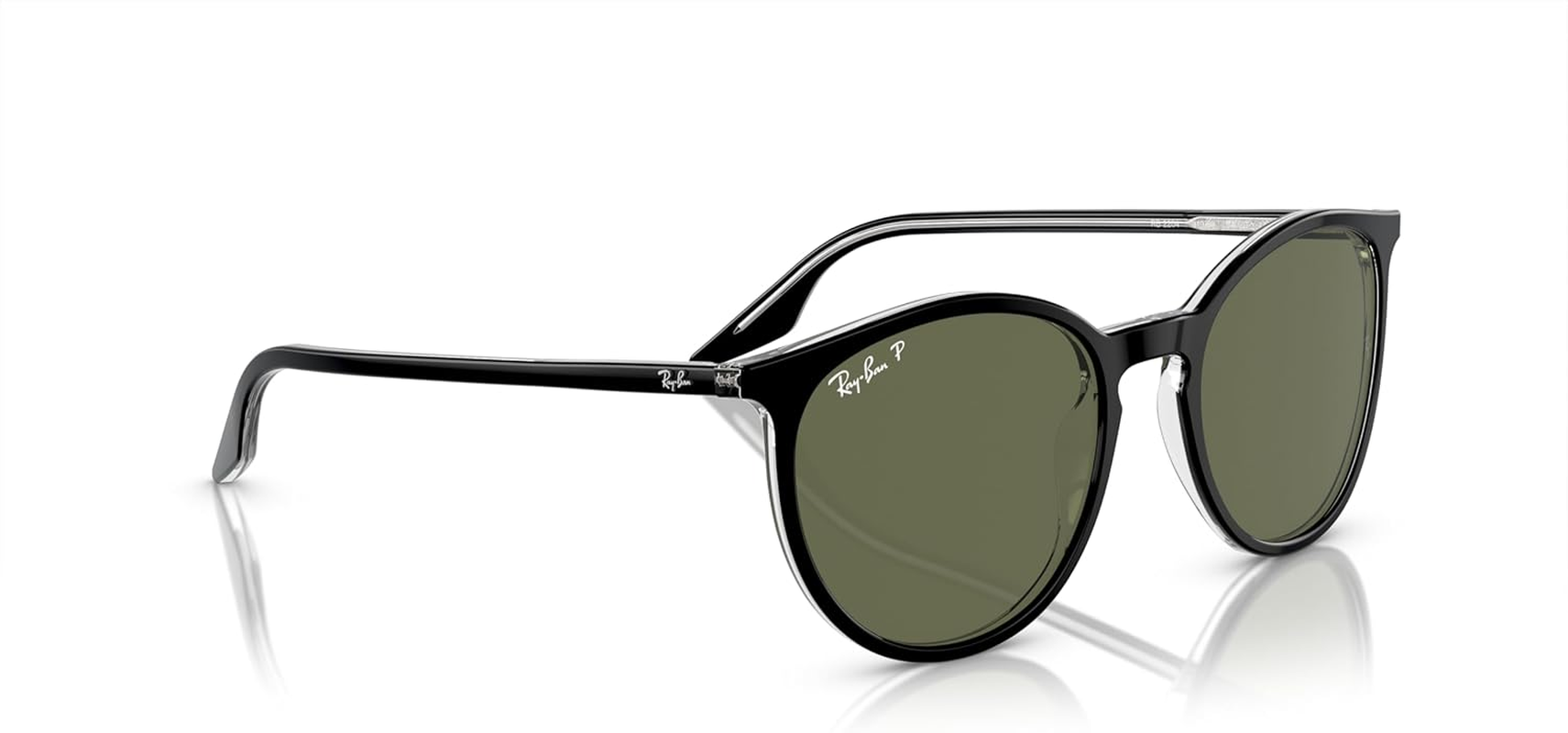 RAY-BAN Polarised Sunglasses, 0RB2204 - Black On Transparent  Green image number 2
