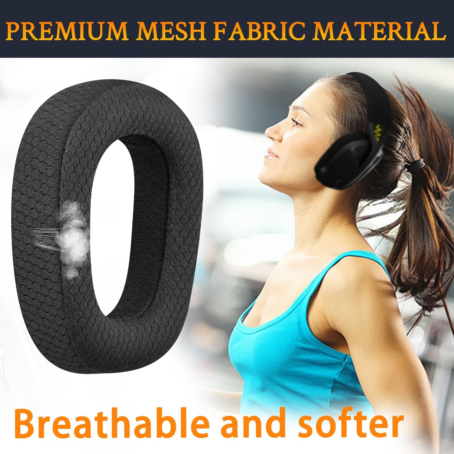 SOULWIT Mesh Fabric Earpads Replacement for Logitech G435 Lightspeed Wireless Gaming Headphones, Ear Pad Cushions with High-Density Foam - Black image number 6