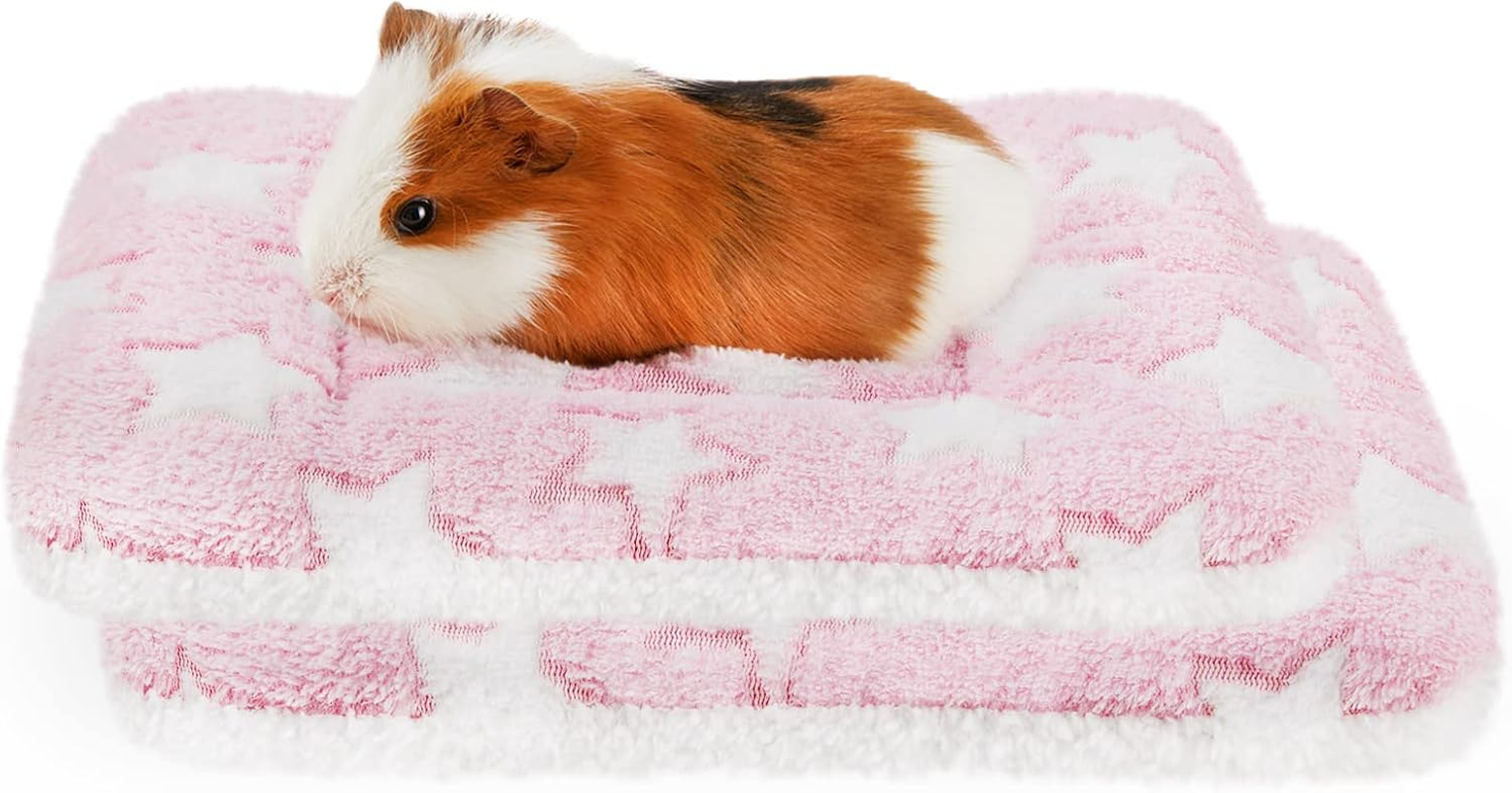 Amakunft 2 Pcs Guinea Pig Bed Mat Washable, Rabbit Winter Bed Pad for Indoor, Warm Small Animal Bed Mattres, Fleece Sleeping Pad for Bunny, Rat, Hedgehog, Sugar Glider, Chinchilla image number 1