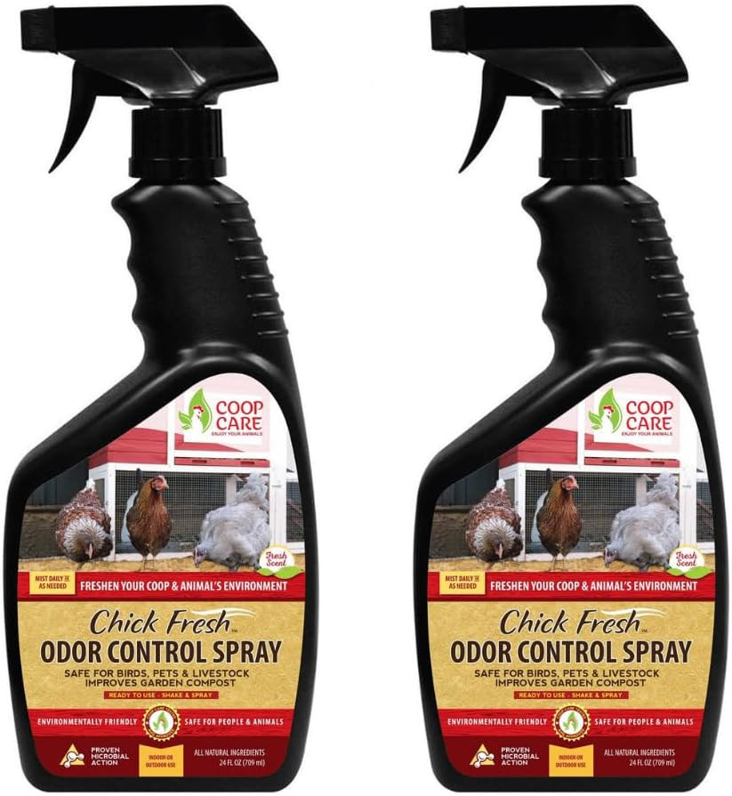 Chick Fresh - Odor Control Spray for Backyard Chickens. Eliminate Chicken Coop, Brooder, Nest Boxes, Hen Houses, Rabbit Hutches Odor & More! 24 Oz Spray Bottle (2 Pack) image number 1