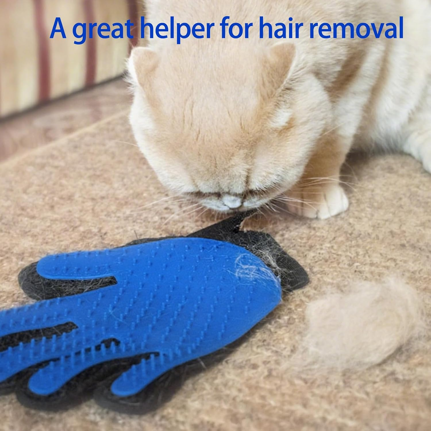 2 Pcs Large Cat Hair Remover Glove for Cats Dogs, Pet Hair Remover Gloves for Cat Grooming Dog Deshedding Home Cleaning, Cats Grooming Bush for Pets Owner or Multi-Pet Household (Blue)