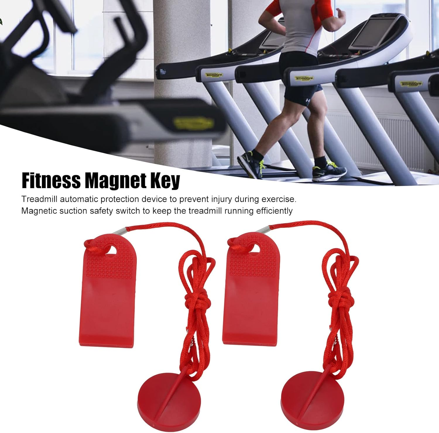 Fitness Magnetic Key, Universal Treadmill Safety Key Power Clip Safe Use Exercise image number 3