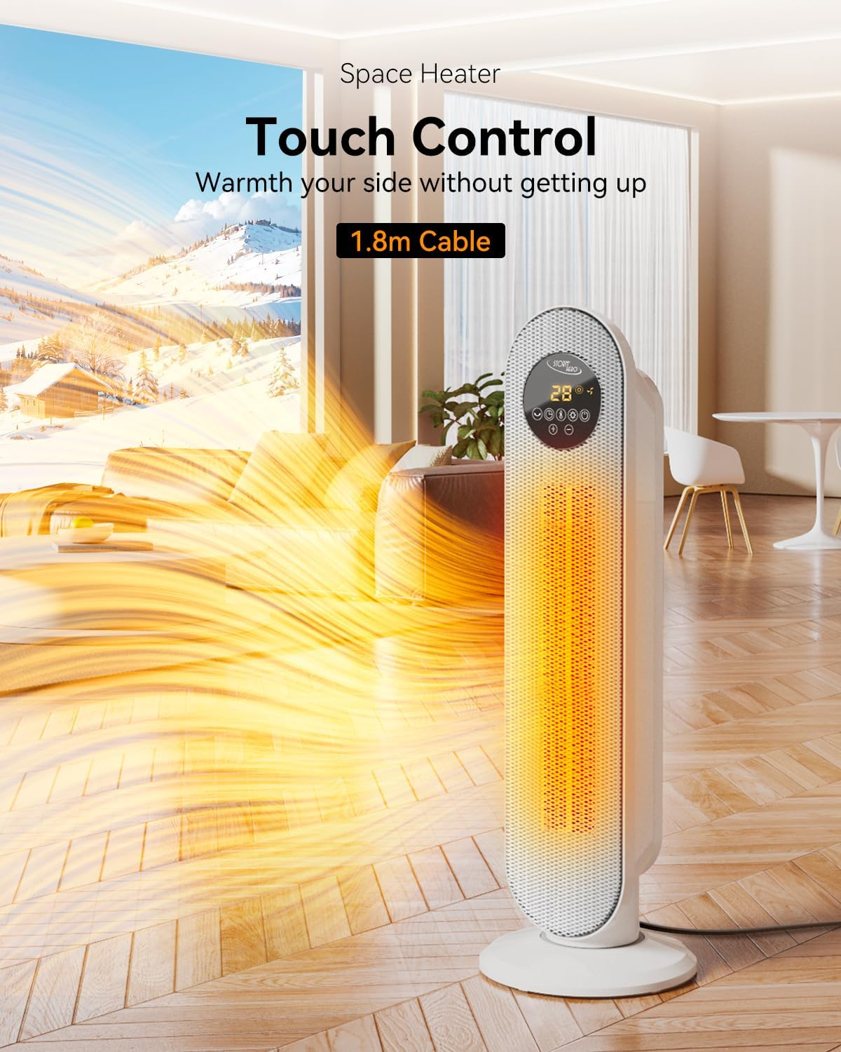 Micomlan Fan Heater for Bedroom, 2000W Fast Heating Space Heaters, Portable Ceramic PTC Tower Heater 12H Timer, Oscillating Electric Heater for Bathroom, Living Room, Office, Large Room, Indoor Use image number 5