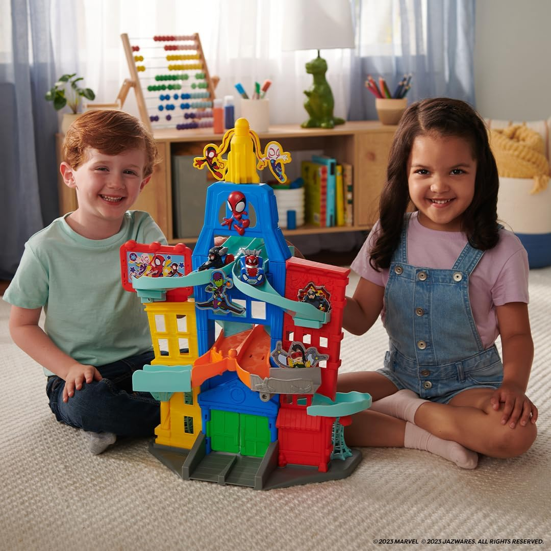 Marvel Spidey and His Amazing Friends City Track Set - 24-Inch Set with Two Exclusive 3-Inch Vehicles image number 1