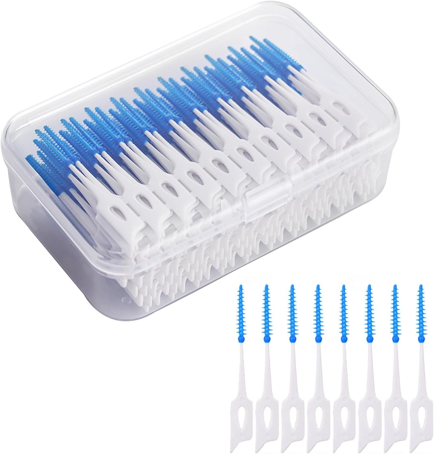 Interdental Brushes, Silicone Toothpicks, Floss Sticks, Efficient Cleaning, Narrow Gaps, Blue Teepees Toothbrushes for Mouth Cleaning, 220 Pieces image number 4