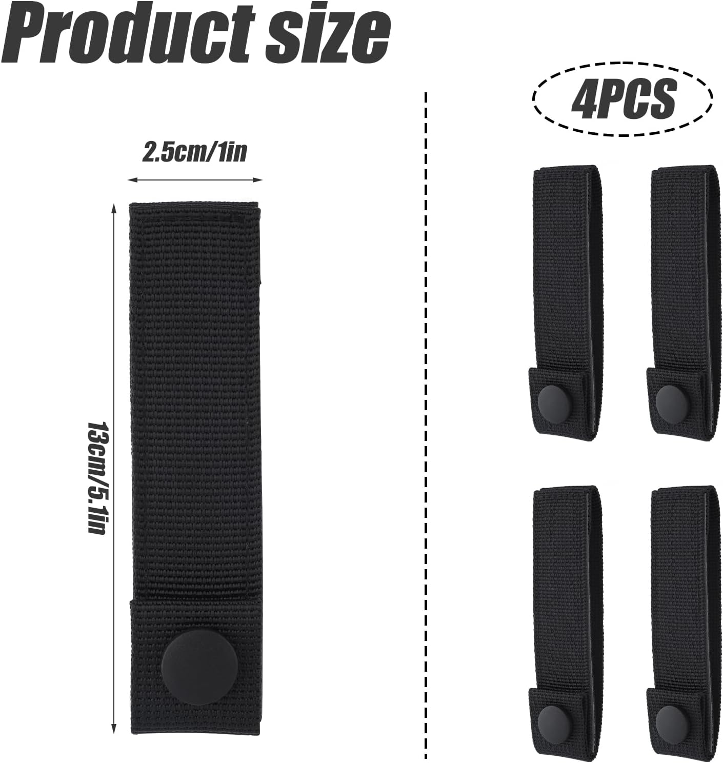 4 Piece MOLLE Fastening Straps, MOLLE Belts Practical MOLLE Belts Polyester MOLLE Backpack Attachment Accessories Connectors for MOLLE image number 4