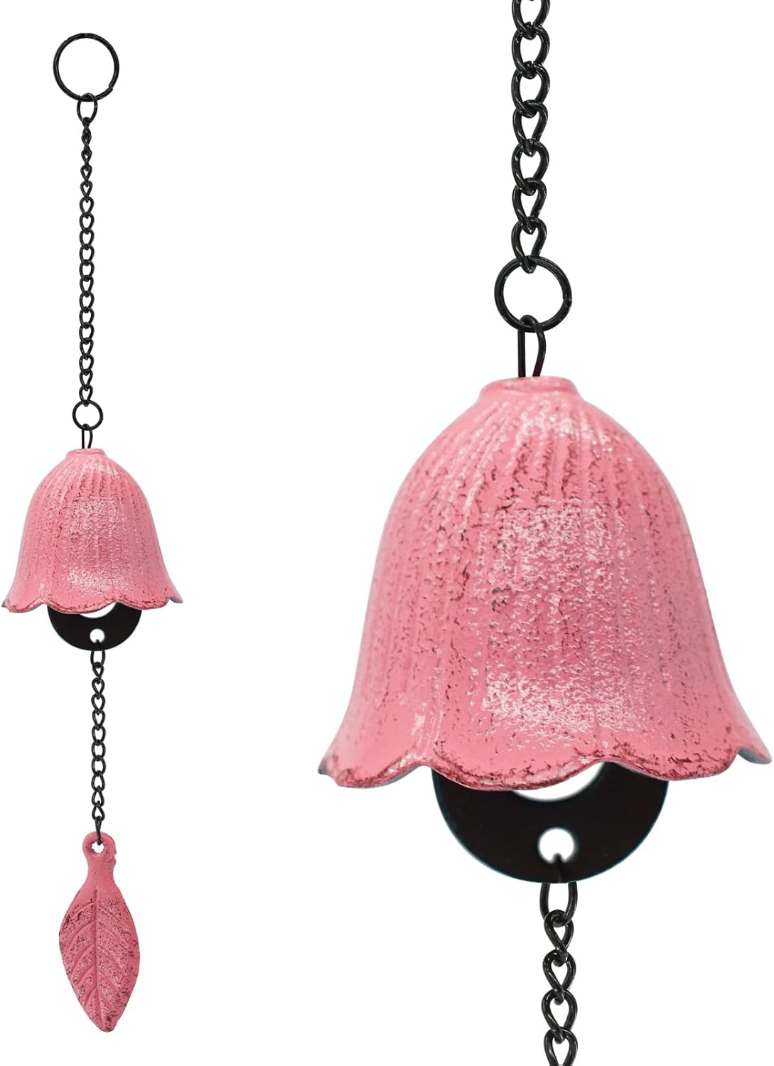 Mrmrkura Japanese Leaf Wind Chimes, Small Wind Bell Pendent for outside Hanging Cast Iron Wind Chime Ornament for Bless Garden Backyard Home Decor (Bronze)