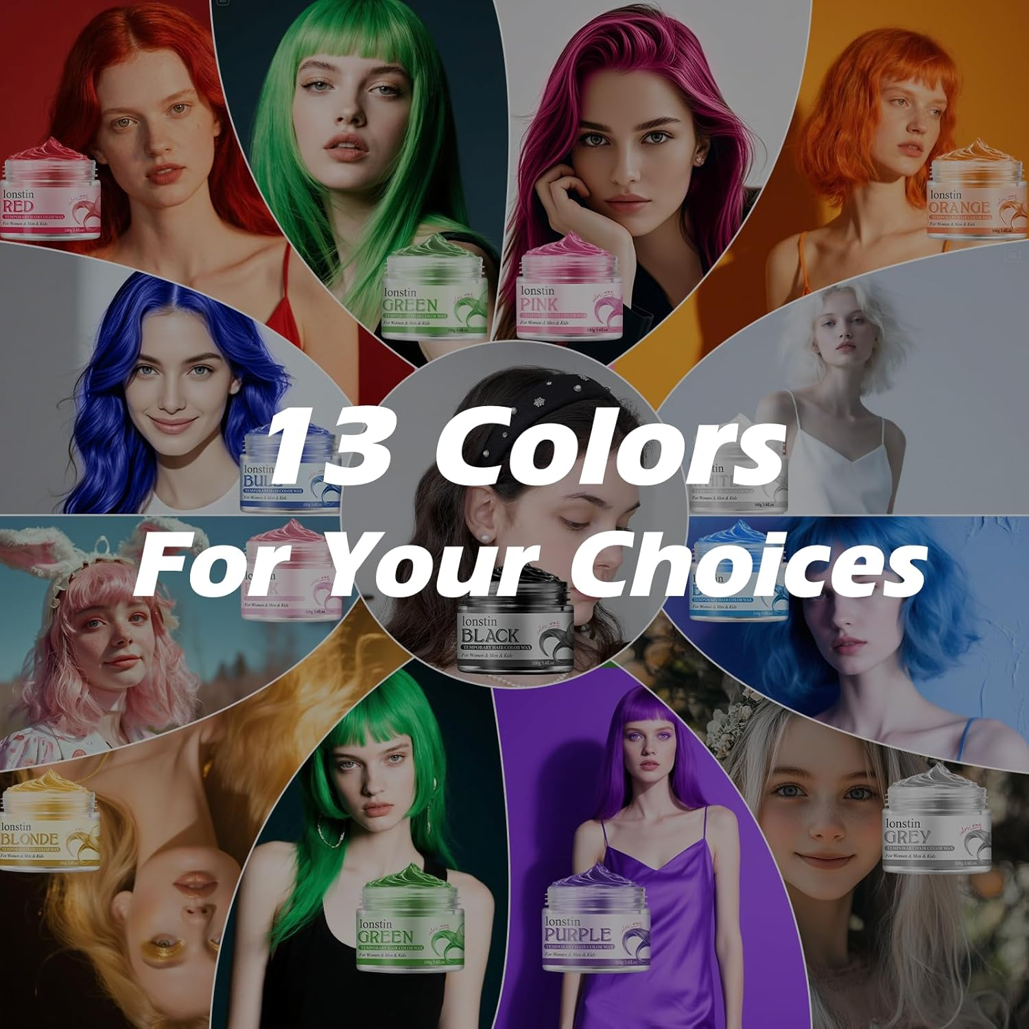 Lonstin Black Hair Colour Wax 100G &ndash; Temporary Washable Hair Dye Clay for Kids, Teens, Men & Women, Non-Sticky Hair Makeup for Cosplay, Halloween, Parties, Daily Styling and Colour Change image number 2