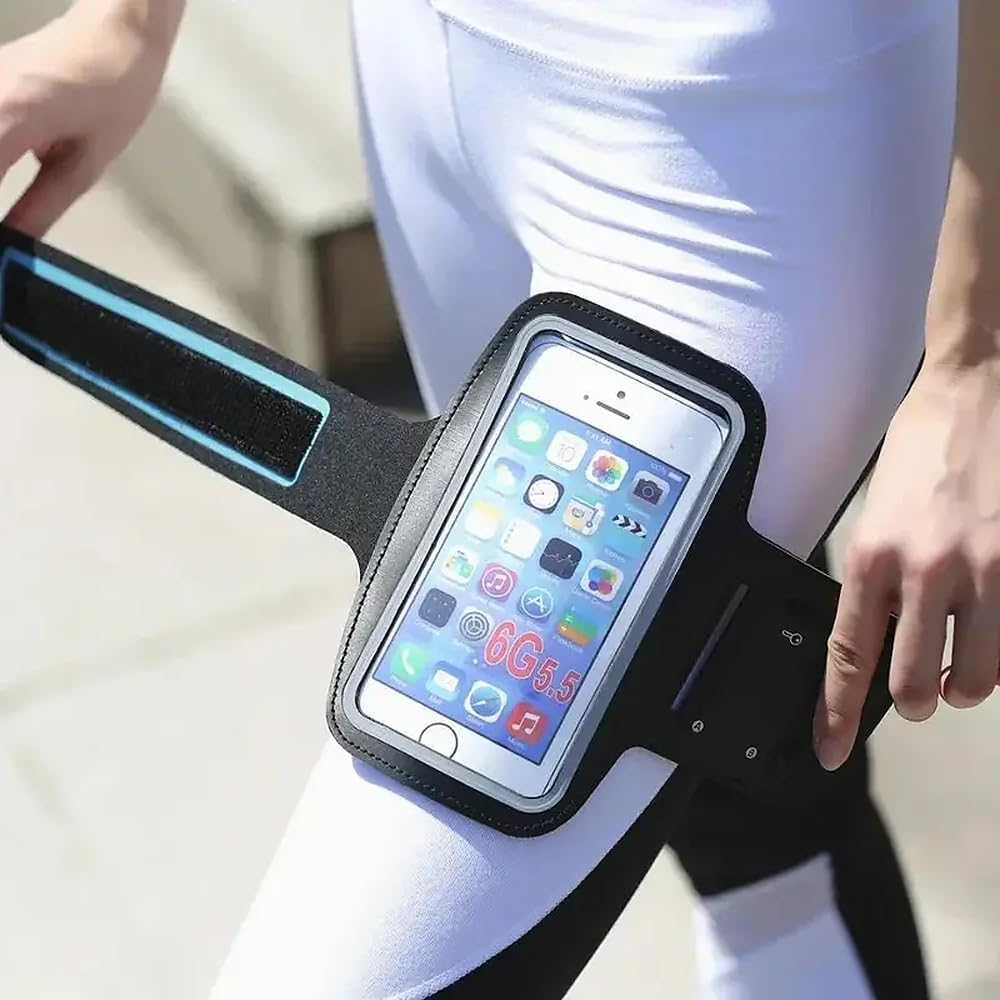 Running Armband with Earbuds Bag, Adjustable Sports Phone Holder for Iphone 17/16/15/14/13/12 Pro Max & Galaxy S24+, Sweatproof Fitness Case with Card Slot image number 4