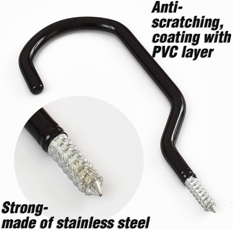 Cozihom 8 Inches Extra Large Mountain Bike Storage Hook Set, Heavy Duty Garage Hook Set Pack of 2 image number 3