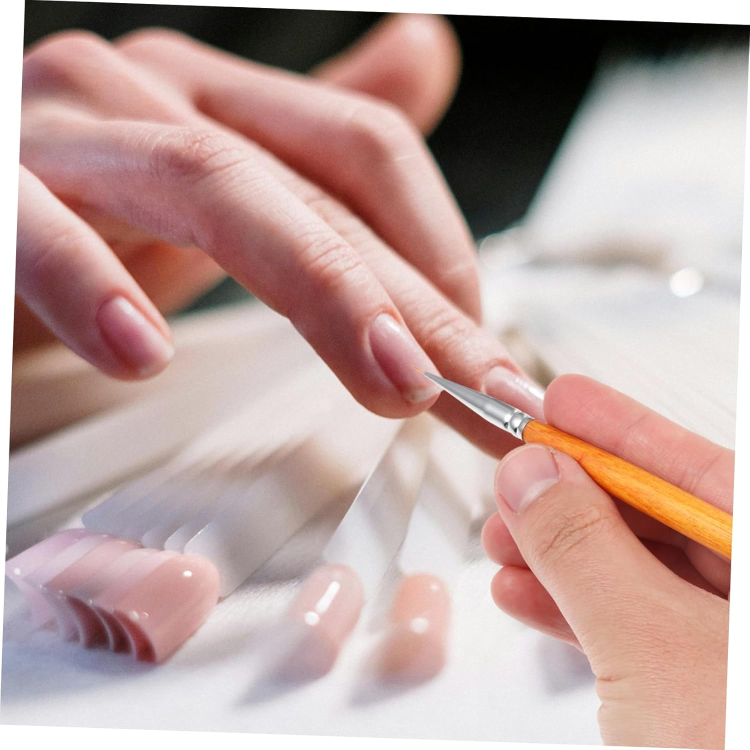 9-Piece Nail Art Brush Set Gradient Liner Pens Wooden Handle Nail Design Tools for Women for Manicure and Detailing