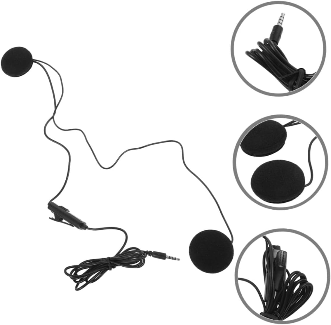 FUNOMOCYA 2Pcs Motorcycle Helmet Headset In-Ear Earphones with Microphone for Rider Navigation Communication Black image number 3