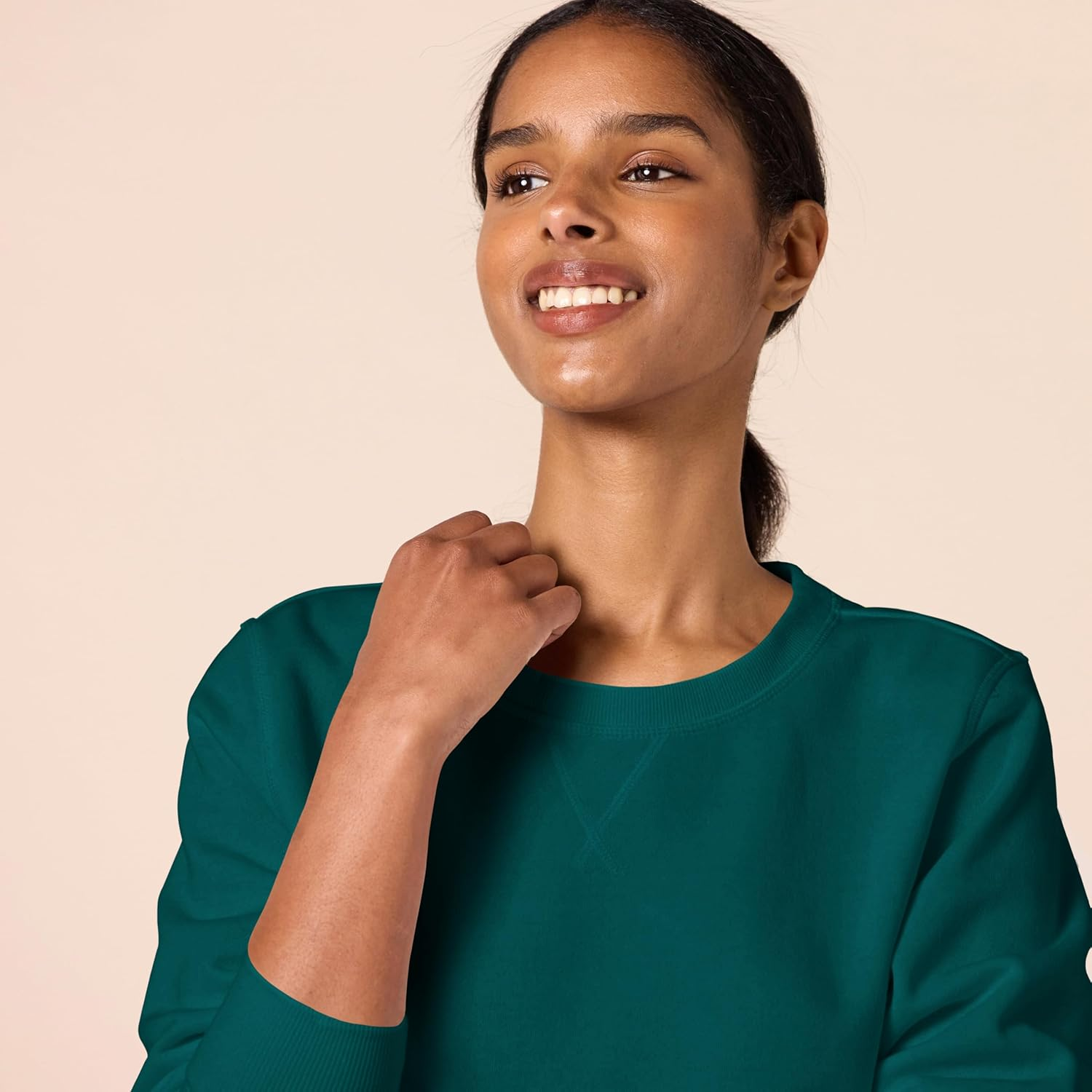 Amazon Essentials Women'S French Terry Fleece Crewneck Sweatshirt (Available in plus Size), Dark Green, Xx-Large image number 6