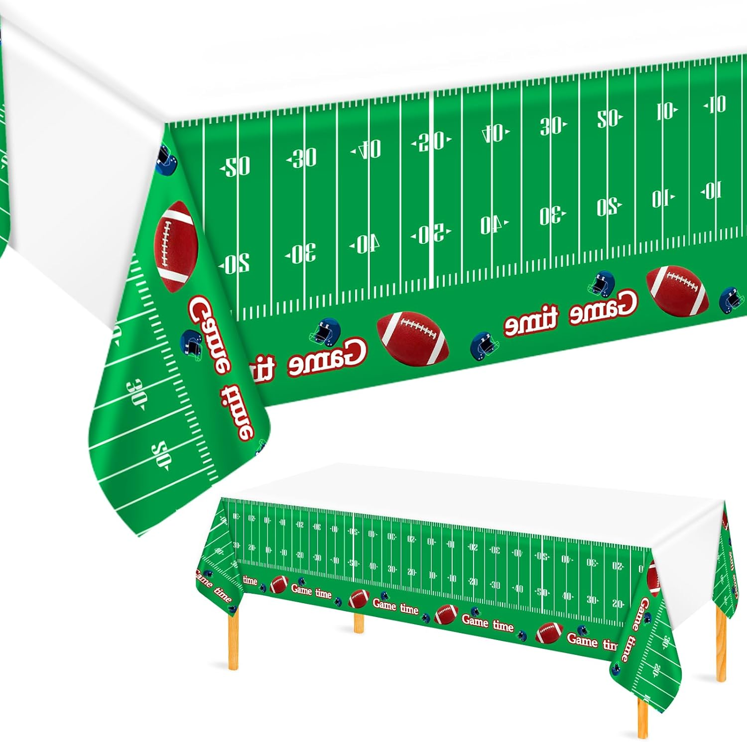 Football Tablecloth, 54X108 Inch Football Table Cover Touchdown Football Table Runner Plastic Football Party Decorations Table Decor Table Cloth for Sport Themed Party Birthday Gameday Supplies image number 3