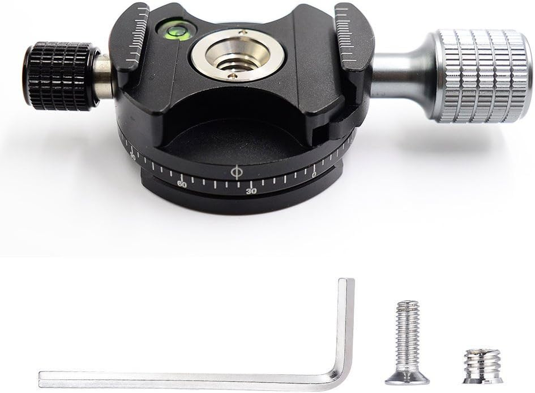 Koolehaoda 360&deg; Mini Panoramic Tripod Head Metal Clamp Compatible with Rrs/Arca-Swiss Ball Head Quick Release Plate, Camera Tripod Ballhead