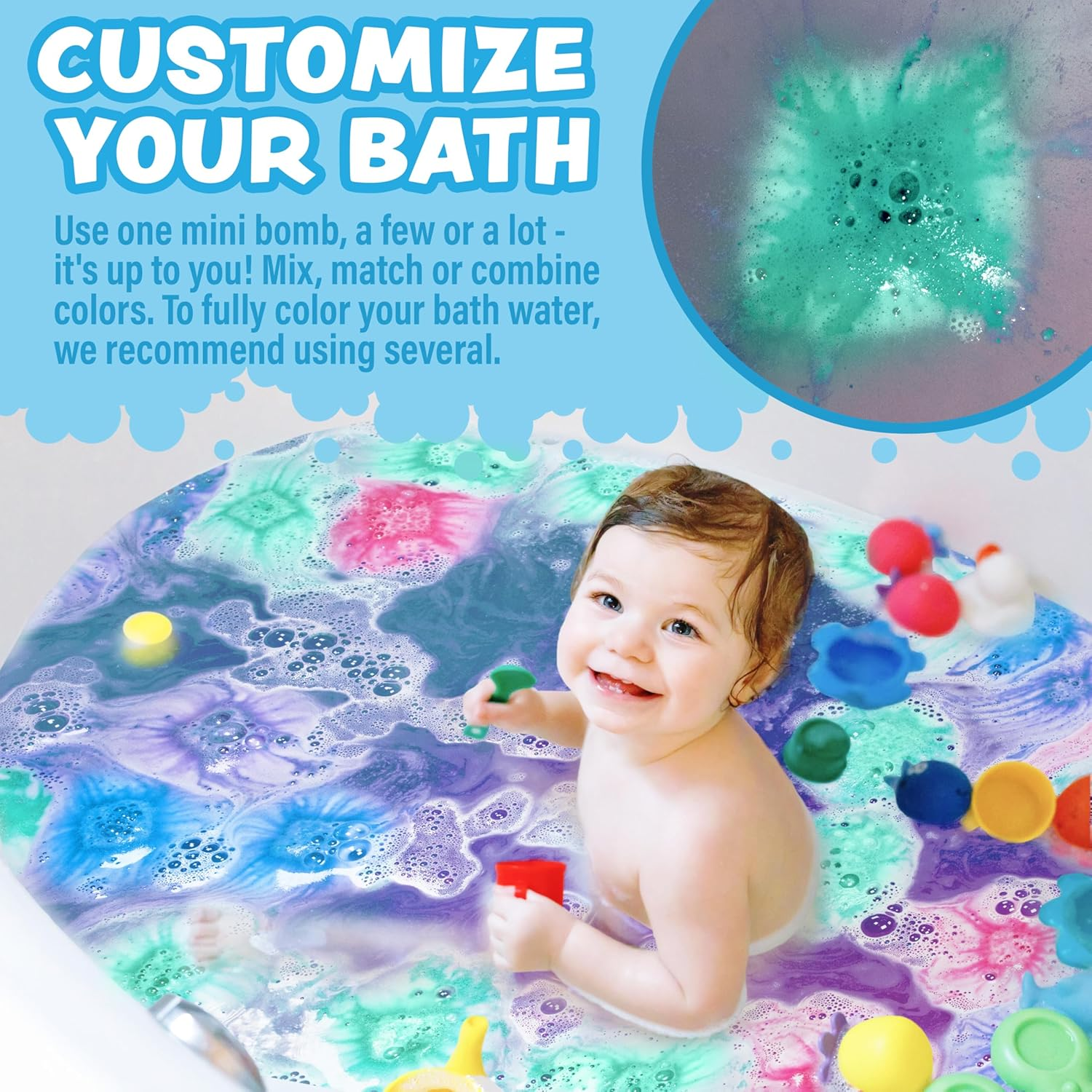&reg; Lil' Bursts&trade; Mini Bath Bombs for Kids, 90 Count, Candy Color | Non-Toxic | Small Bath Bombs for Kids with a Burst of Color, Foam & Bubbles | Personalize Bath Time image number 5